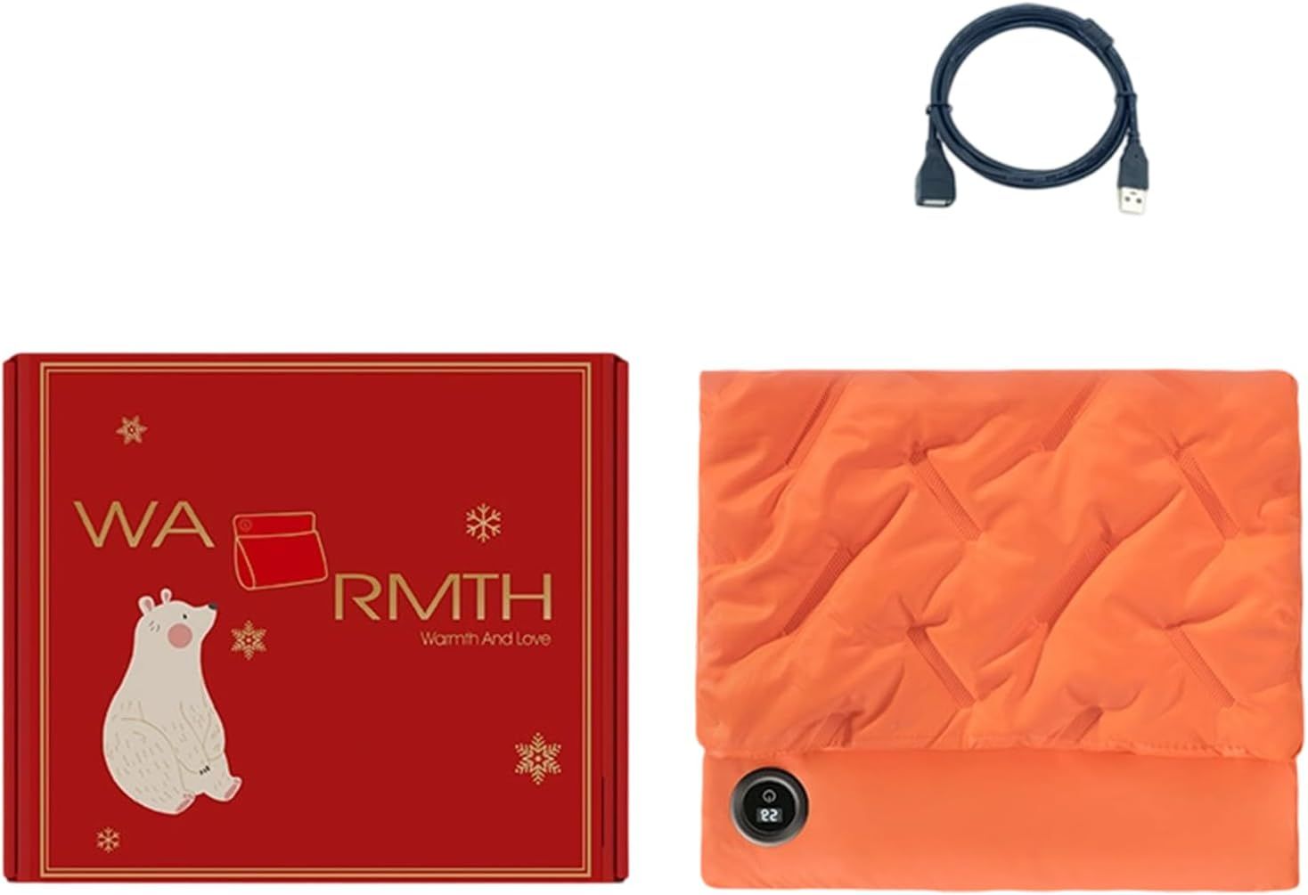 Rechargeable Hand Warmer Muff, USB Electric Heating Pad with Digital Display Temperature Control, 3 Heat Levels Portable Far Infrared Heated Cushion for Outdoor Winter Use Men Women(orange) - Image 1