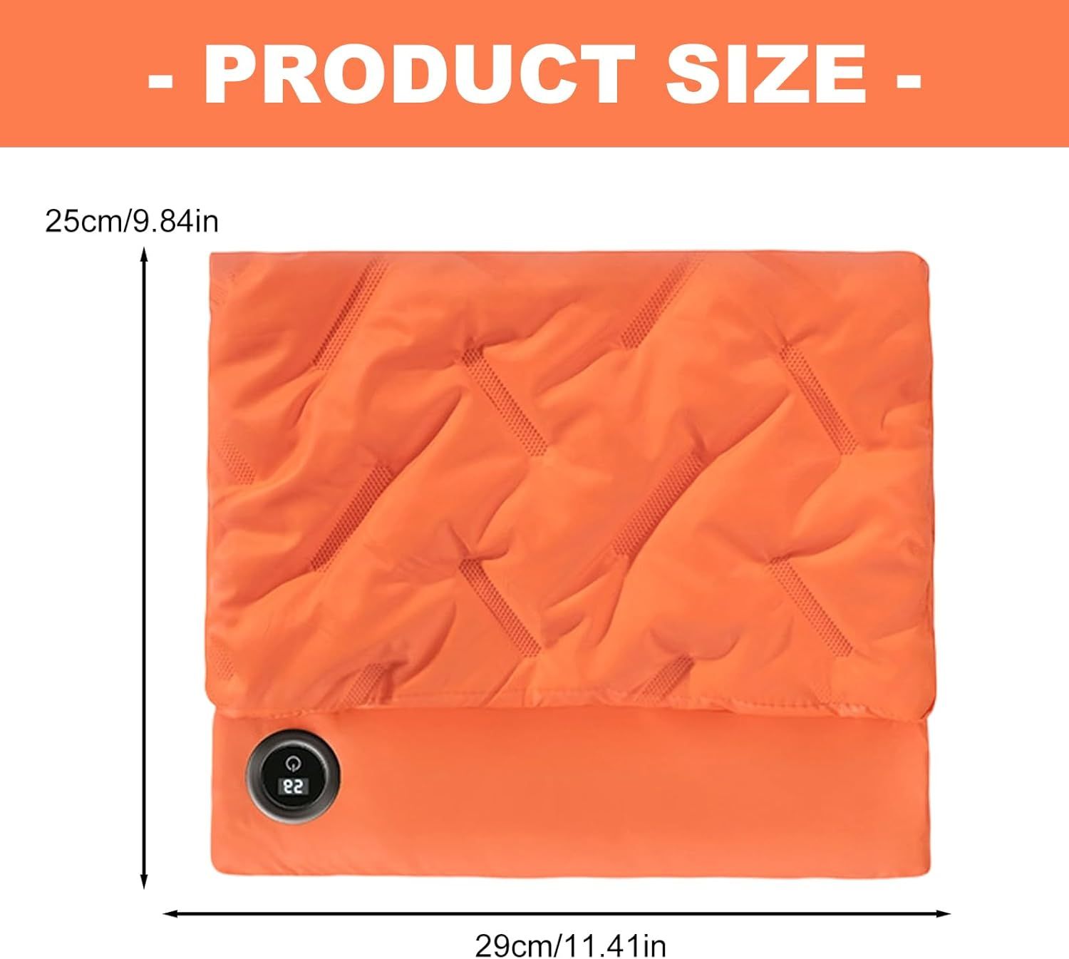 Rechargeable Hand Warmer Muff, USB Electric Heating Pad with Digital Display Temperature Control, 3 Heat Levels Portable Far Infrared Heated Cushion for Outdoor Winter Use Men Women(orange) - Image 8