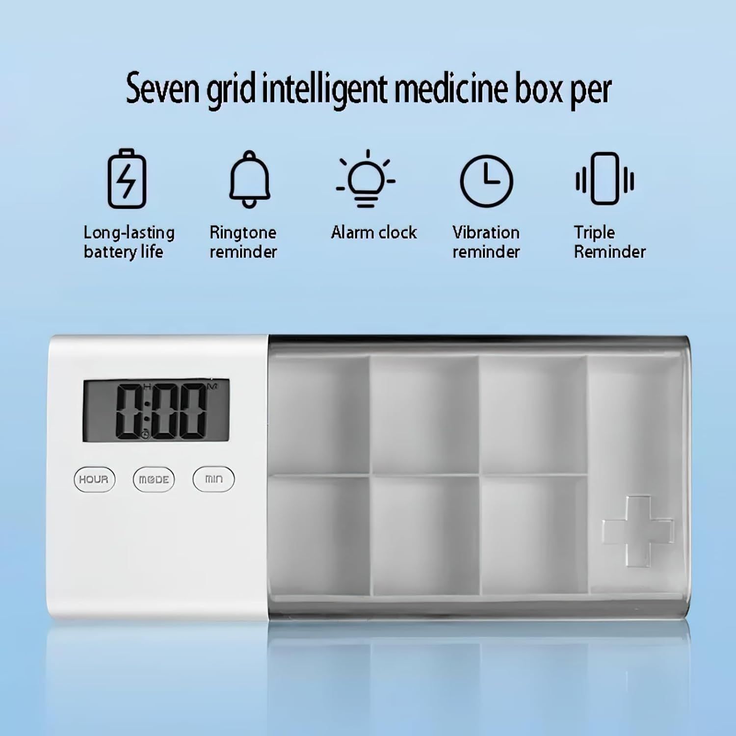 7-Day Smart Pill Organizer with Timer & Alarm – Intelligent Medication Reminder Box with Vibration, Beep Alerts, USB Rechargeable Portable Electronic Pill Case for Elderly & Travel(grey) - Image 2