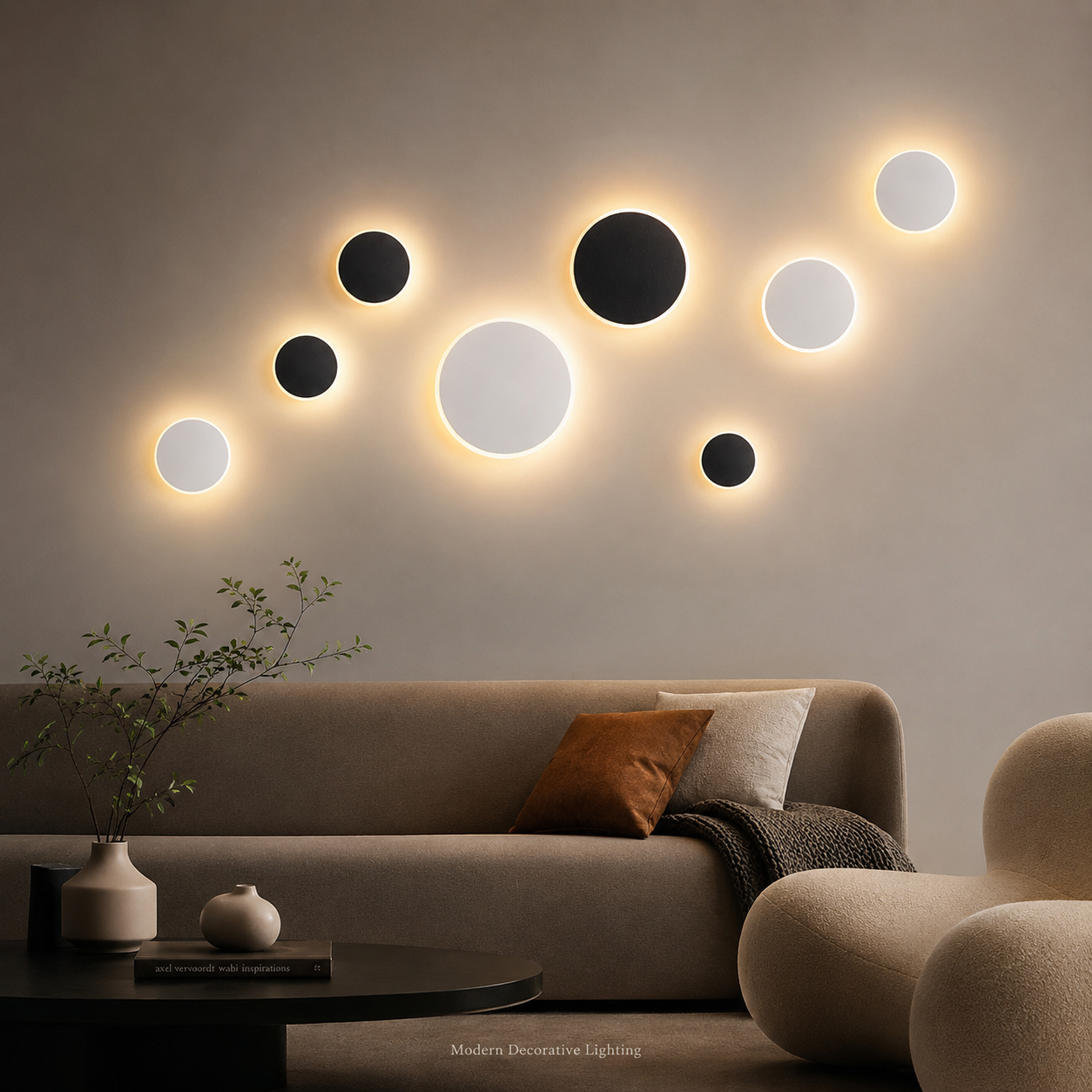 Magnetic Round Wall Lamp 20cm White, 10W Rechargeable LED Wall Sconce with Touch Control, 3-Color Light, Battery Powered Modern Disc Wall Light for Bedroom Hallway Living Room - Image 6