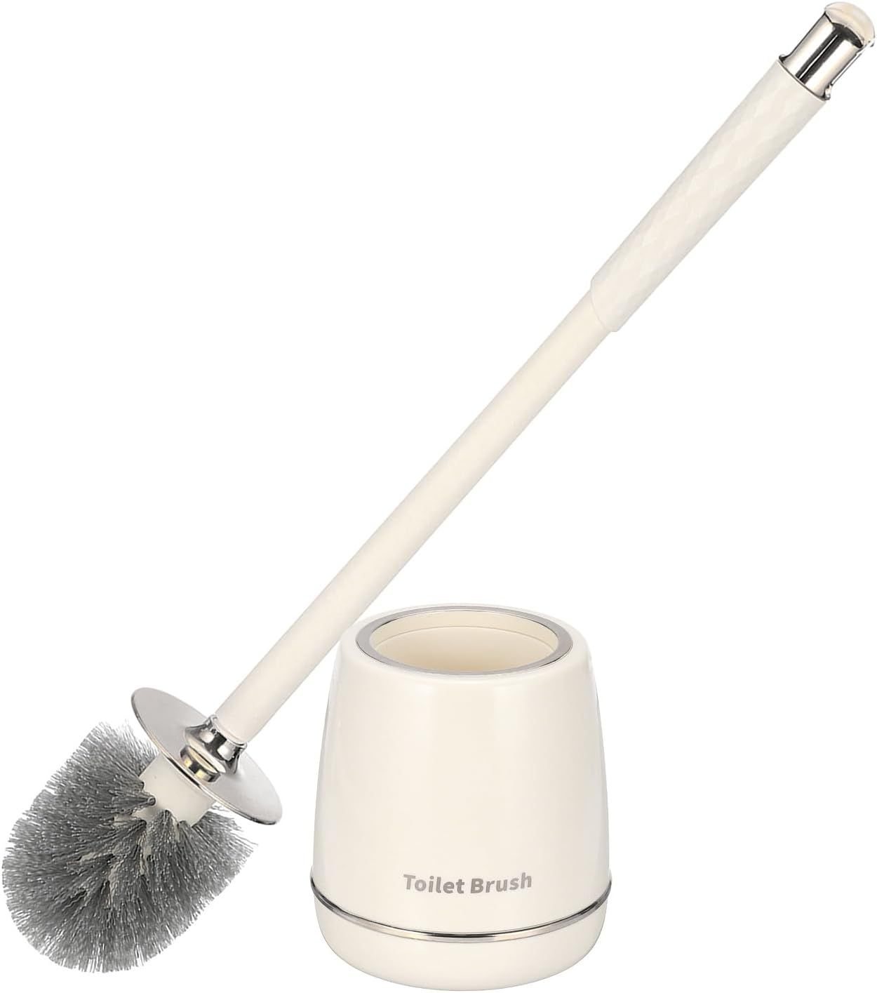 Toilet Brush with Holder Silver, Modern Toilet Bowl Cleaner Set with Sturdy Base and Deep Cleaning Bristles - Image 1