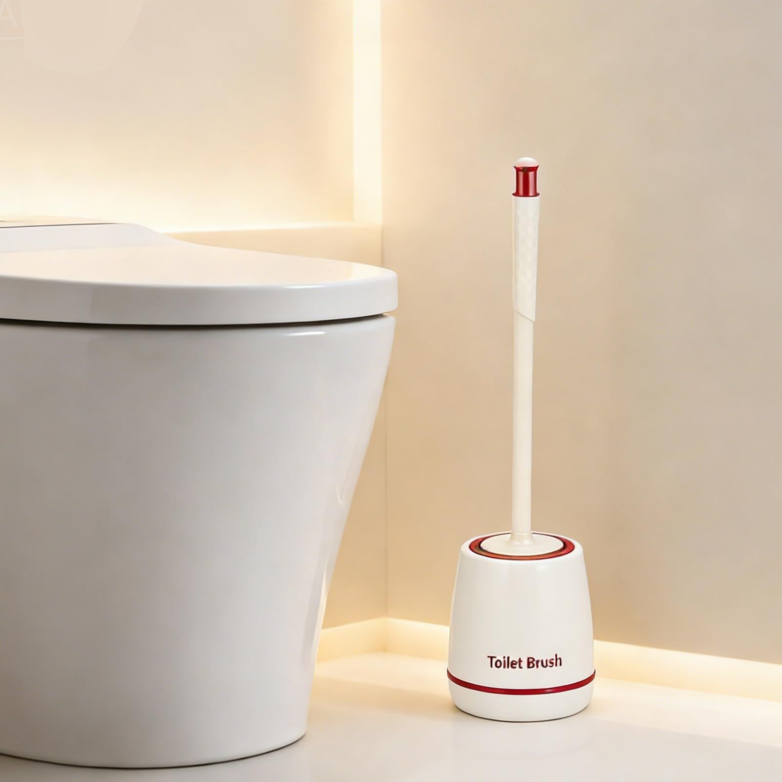 Toilet Brush with Holder Silver, Modern Toilet Bowl Cleaner Set with Sturdy Base and Deep Cleaning Bristles - Image 3