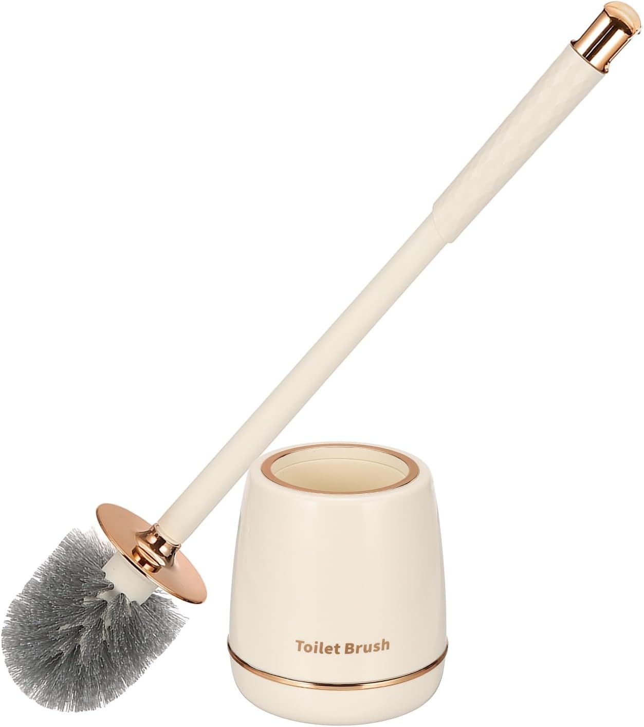 Toilet Brush with Holder Gold, Stylish Bathroom Toilet Cleaner Brush Set with Long Handle and Storage Holder - Image 1