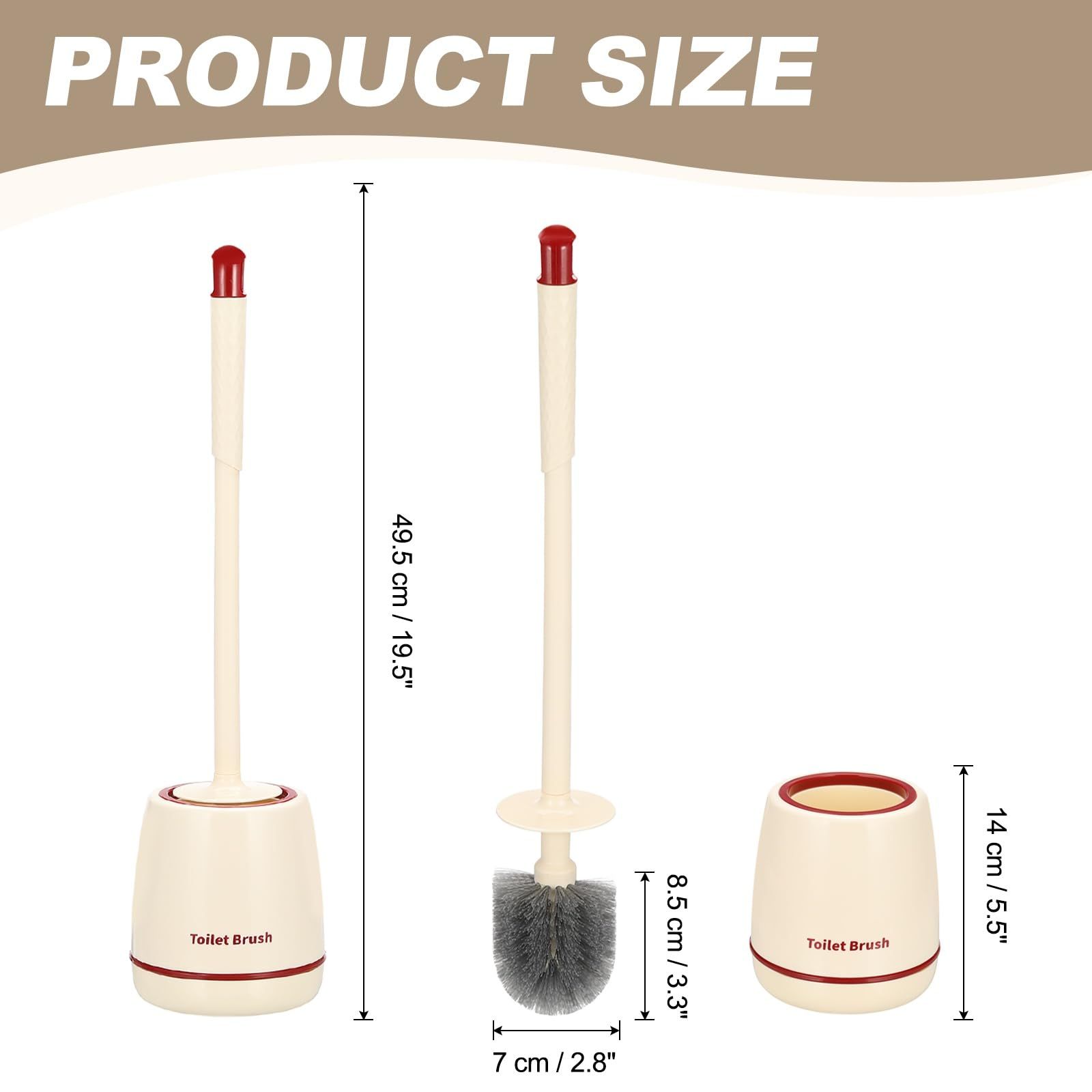 Toilet Brush with Holder Gold, Stylish Bathroom Toilet Cleaner Brush Set with Long Handle and Storage Holder - Image 8
