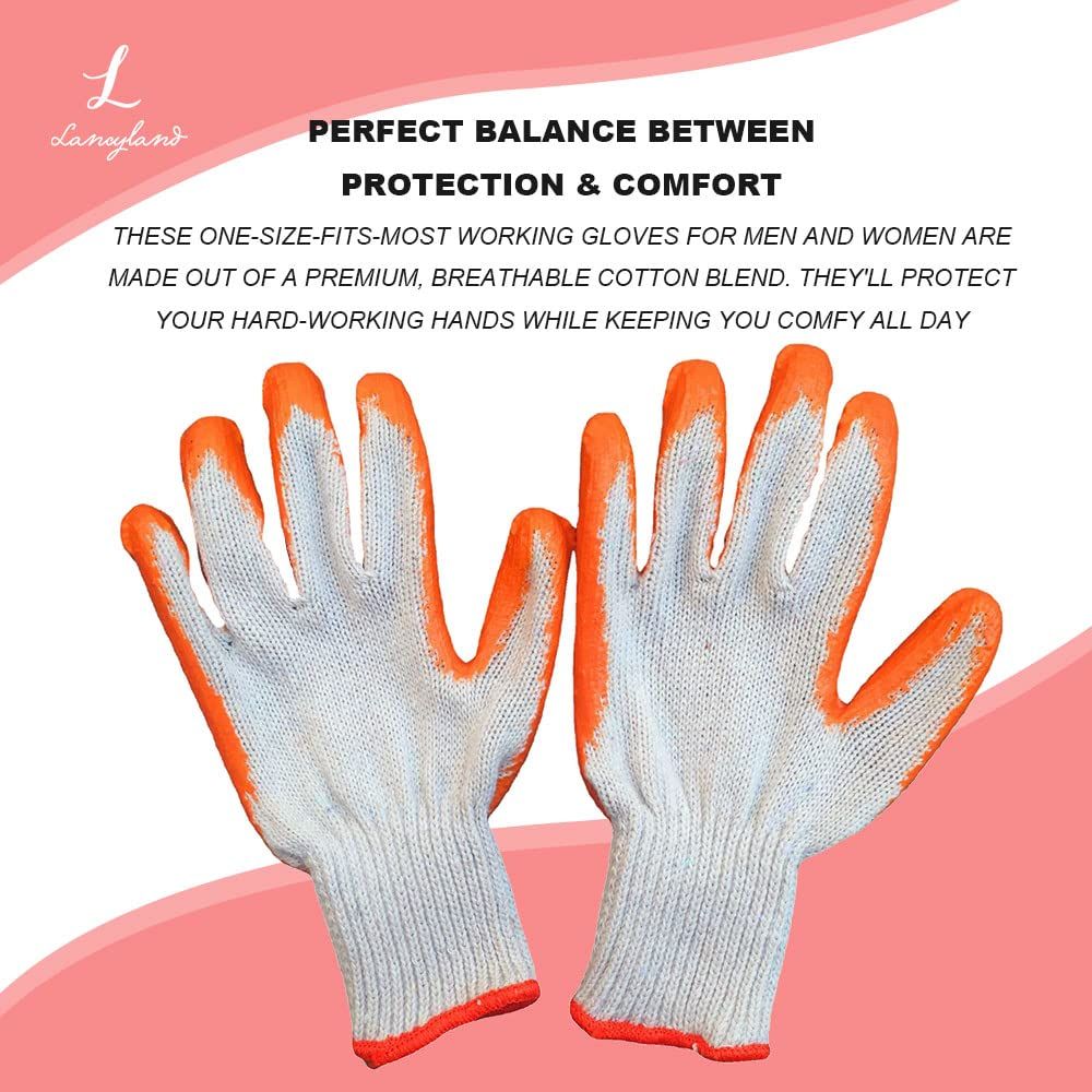Orange 7-needle bleached yarn flat coated gloves, dipped in latex, abrasion-resistant, work protection, oil-resistant - Image 2