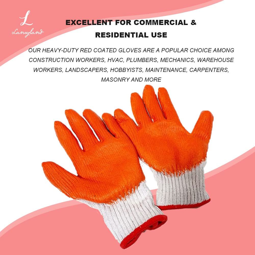 Orange 7-needle bleached yarn flat coated gloves, dipped in latex, abrasion-resistant, work protection, oil-resistant - Image 4