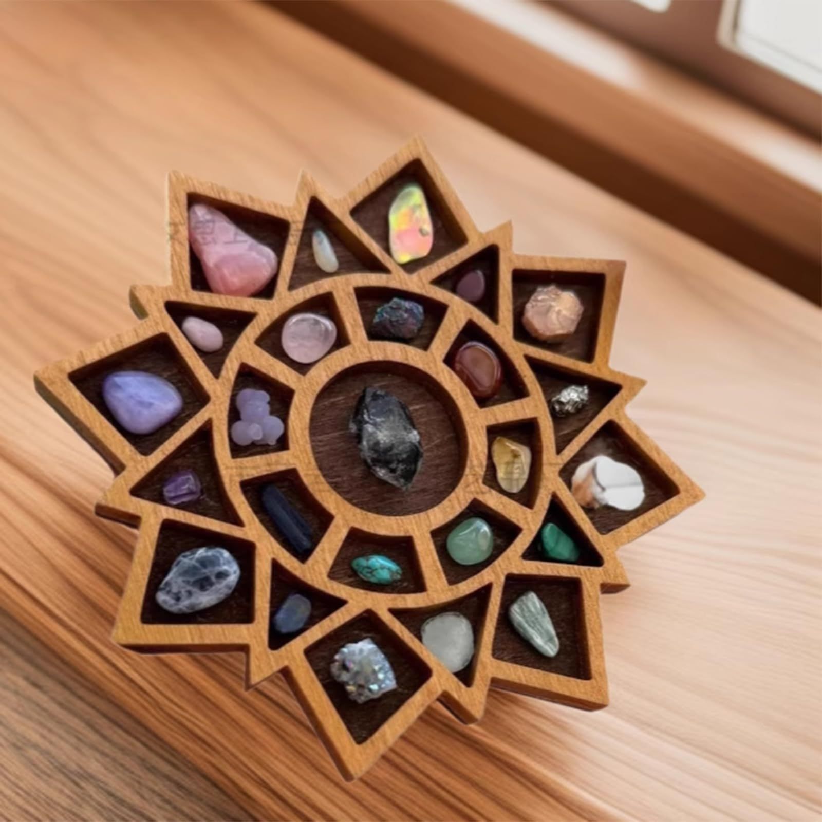 3.15 Inch Mini Star Rock Specimen Storage Box Crystal Mineral Display Case Gemstone Rock Organizer Holder (Brown) - Image 2