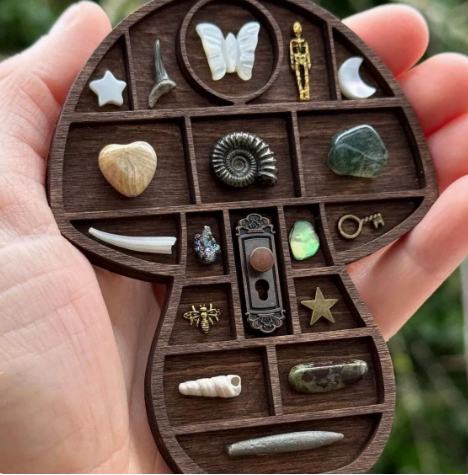 3.1 Inch Mini brown Mushroom Shape Rock Specimen Storage Box Crystal Mineral Display Case Gemstone Rock Organizer Holder - Image 1