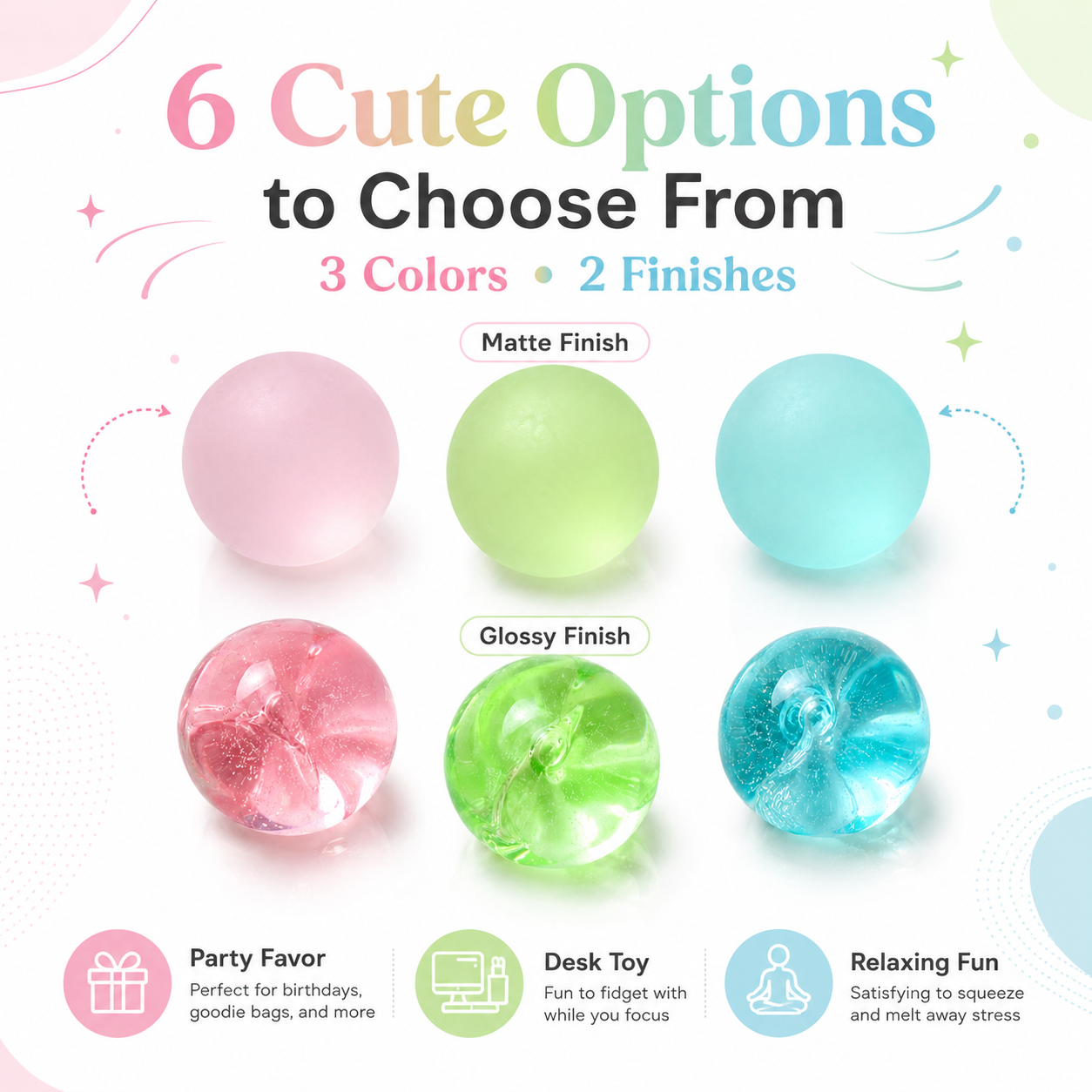 Clear Pink Coconut Oil Stress Ball, Slow Rising Non-Sticky Squishy Squeeze Ball, Soft Sensory Fidget Toy for Stress Relief, Relaxation and Focus - Image 2