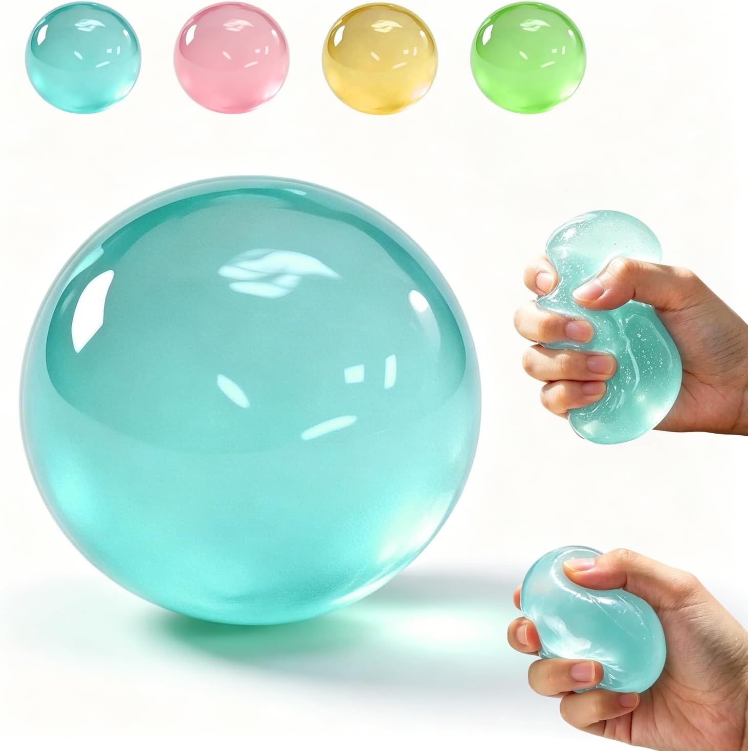 Clear Blue Coconut Oil Stress Ball, Slow Rising Non-Sticky Squishy Squeeze Ball, Soft Sensory Fidget Toy for Stress Relief, Relaxation and Focus - Image 1