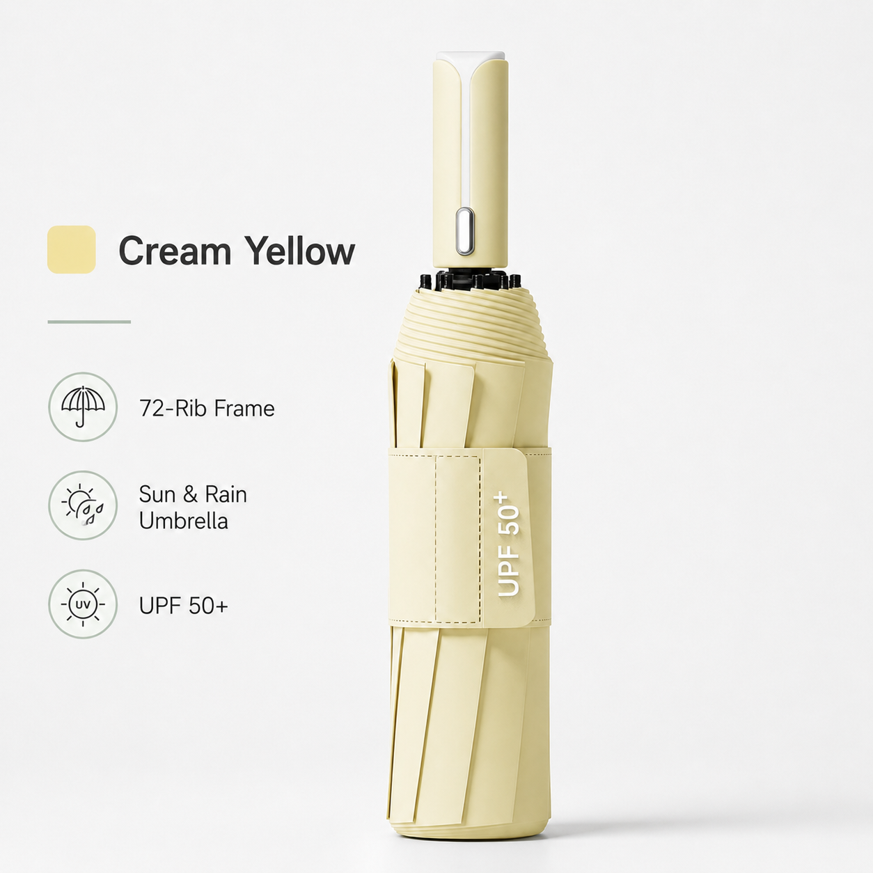 Yellow automatic travel umbrella with 60 ribs, large double-layered wind and rainproof umbrella, portable folding sun umbrella, outdoor rain and sun protection. - Image 1