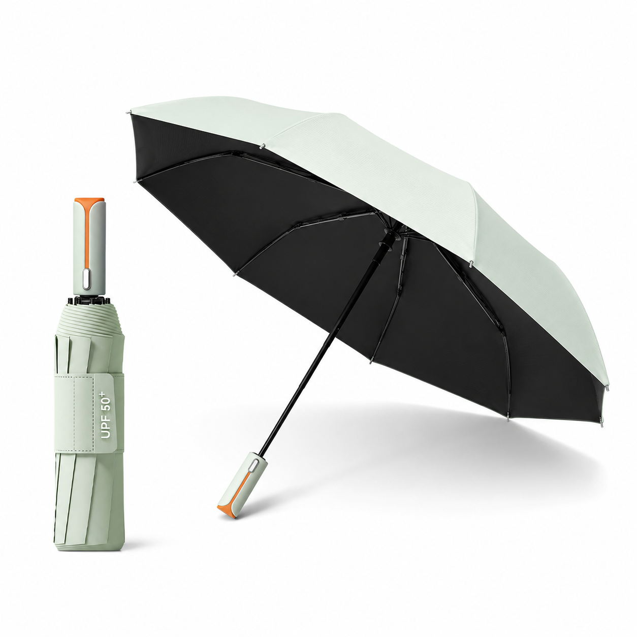 Gray automatic travel umbrella with 60 ribs, large double-layered weatherproof umbrella, portable folding sun umbrella, outdoor rain and sun protection. - Image 2