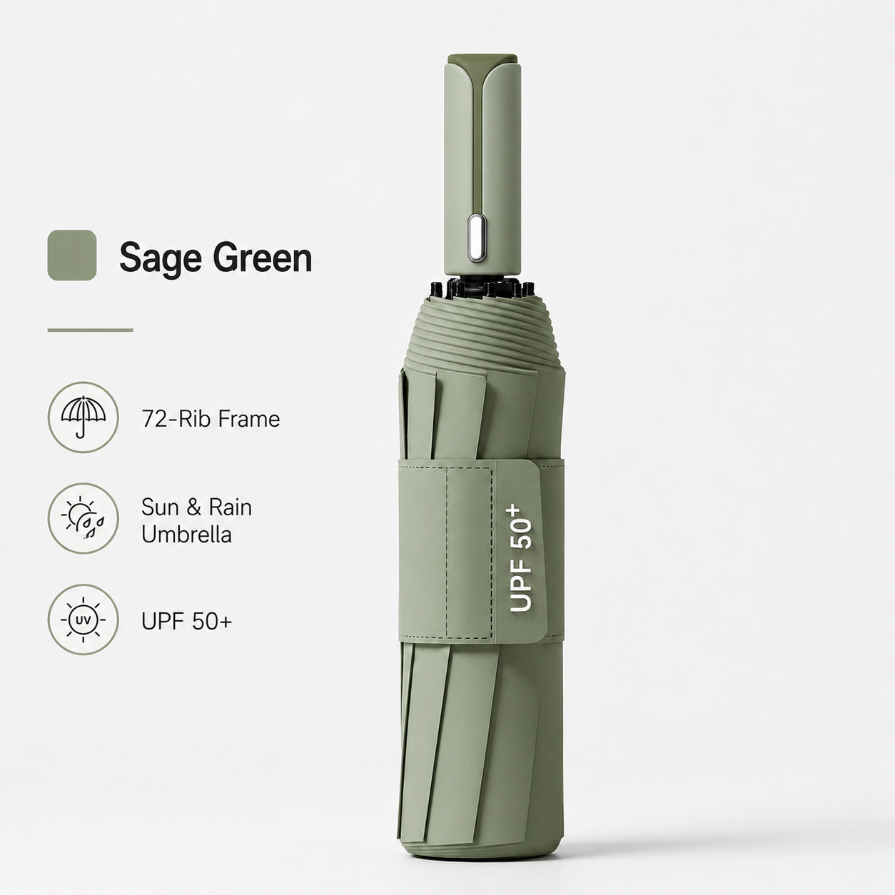 Dark green automatic travel umbrella with 72 ribs, large double-layered windproof and rainproof umbrella, portable folding sun umbrella, outdoor rain and sun protection. - Image 1