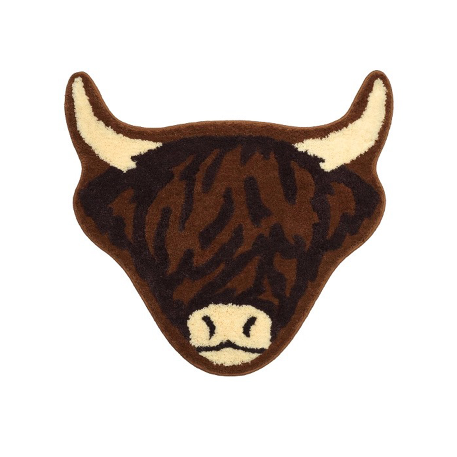 American Style Brown Bull Head Flocked Rug, Bedroom Bedside Rug, Bathroom Doorway Absorbent Mat, Non-Slip Toilet Mat - Image 1