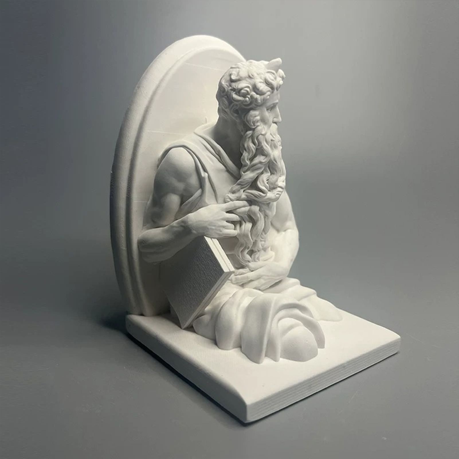 Classic Moses Statue – High-Quality Plaster Sculpture of Prophet Moses with Tablets – Elegant White Art Decor for Home, Office, & Study – Perfect Gift for Art History Students & Religious Decor - Image 2