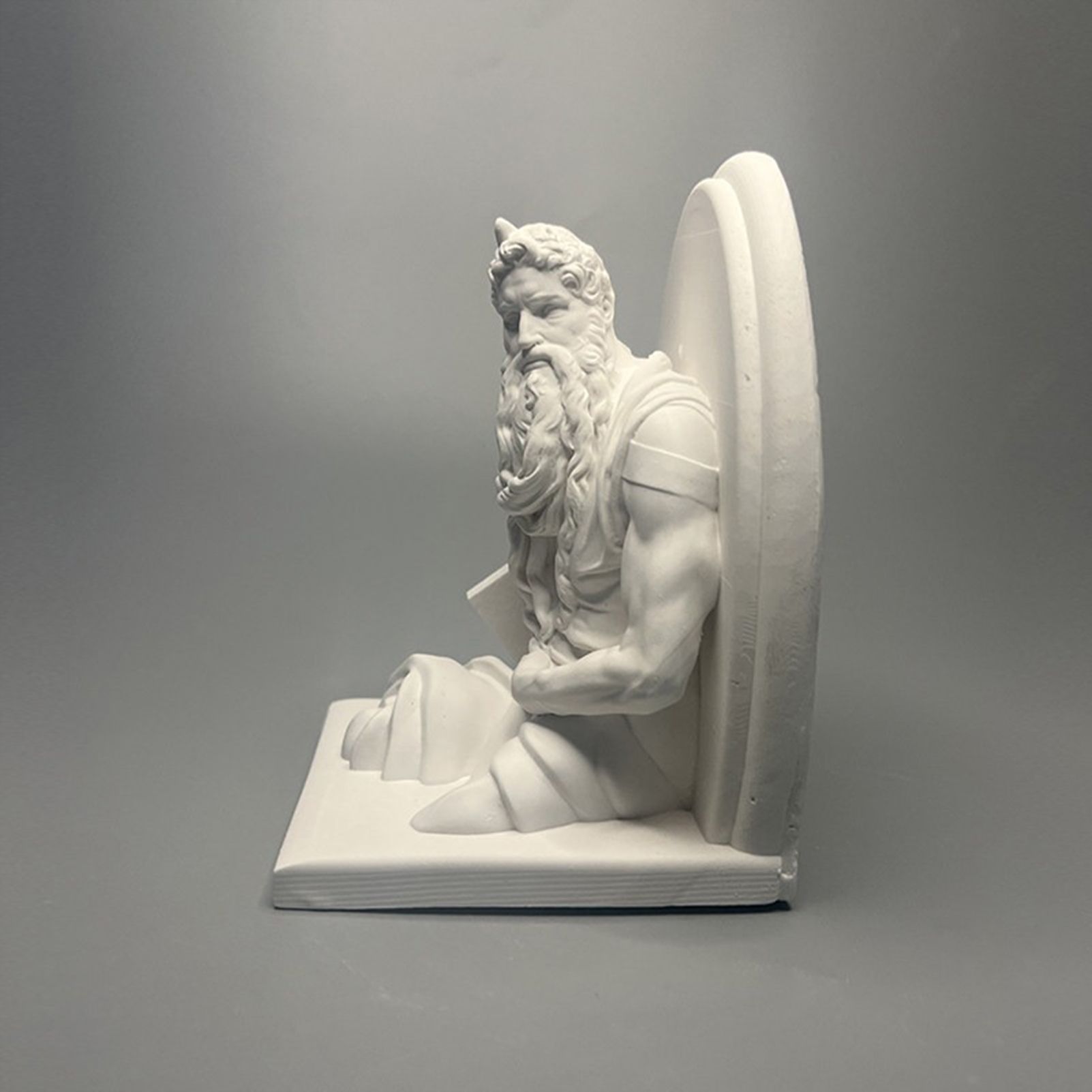 Classic Moses Statue – High-Quality Plaster Sculpture of Prophet Moses with Tablets – Elegant White Art Decor for Home, Office, & Study – Perfect Gift for Art History Students & Religious Decor - Image 4