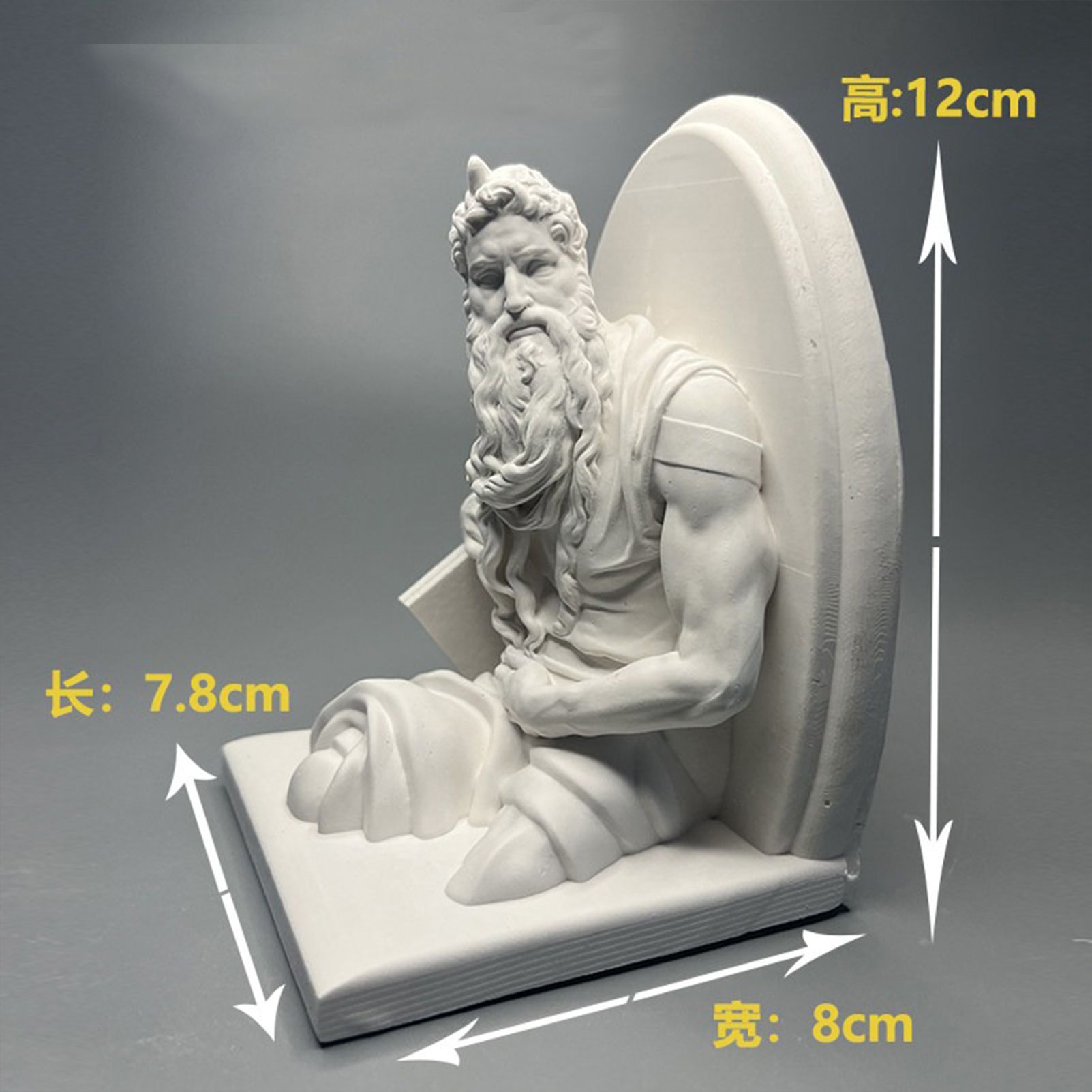 Classic Moses Statue – High-Quality Plaster Sculpture of Prophet Moses with Tablets – Elegant White Art Decor for Home, Office, & Study – Perfect Gift for Art History Students & Religious Decor - Image 5