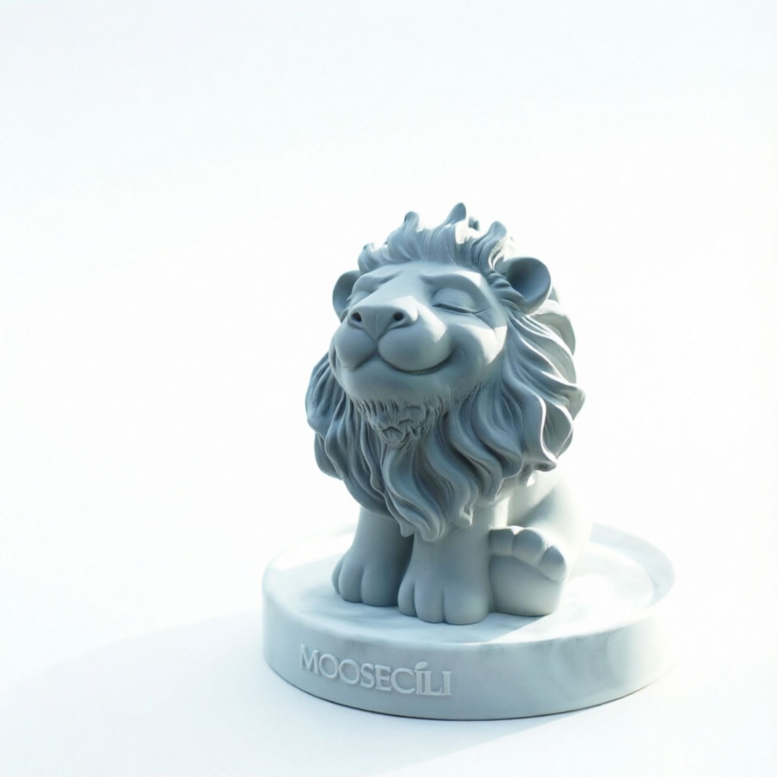 Smiling Lion Gypsum Statue - Handcrafted Plaster Aromatherapy Diffuser & Artistic Home Decor for Shelf, Desk, and Bedroom - Minimalist White Animal Sculpture Gift - Image 1