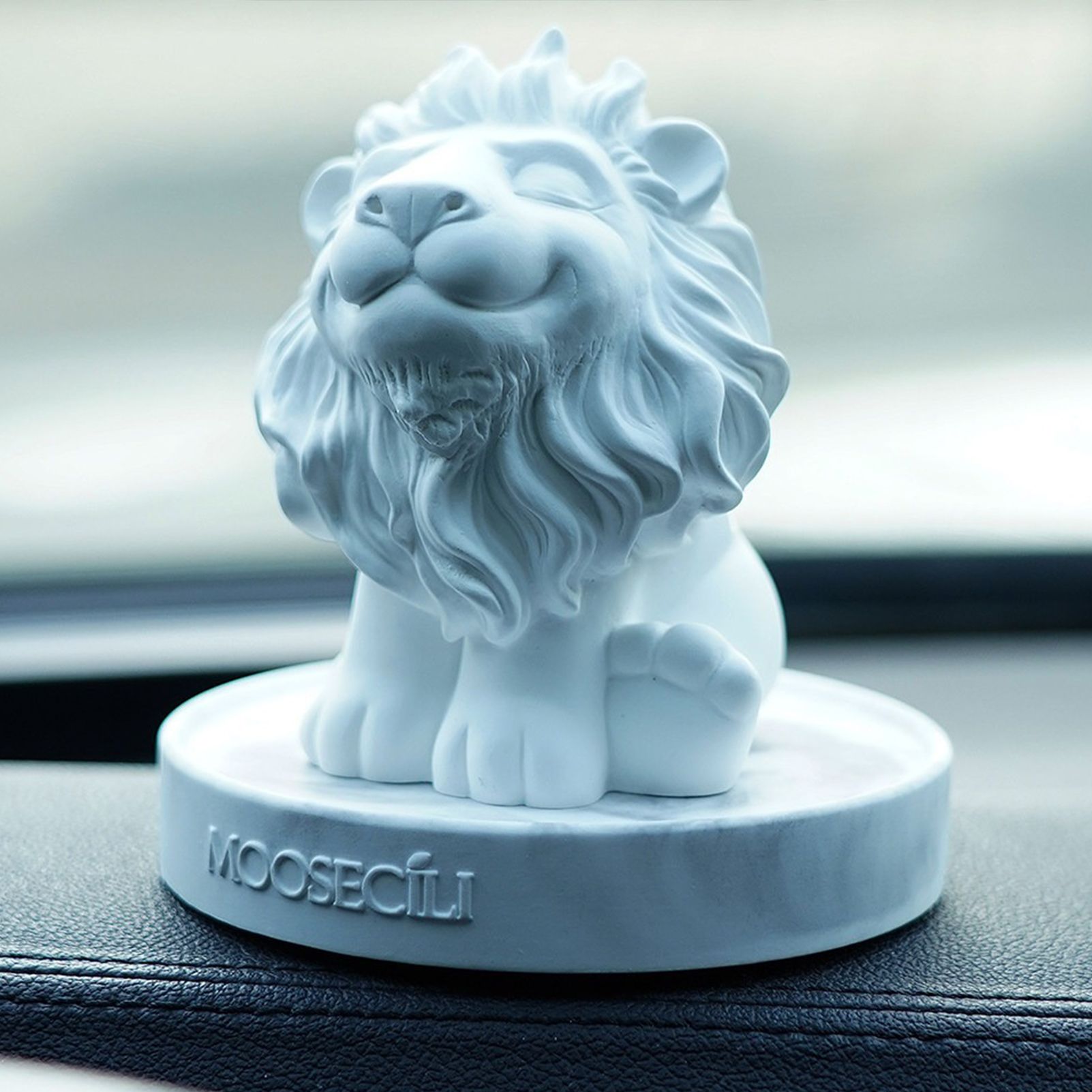 Smiling Lion Gypsum Statue - Handcrafted Plaster Aromatherapy Diffuser & Artistic Home Decor for Shelf, Desk, and Bedroom - Minimalist White Animal Sculpture Gift - Image 4