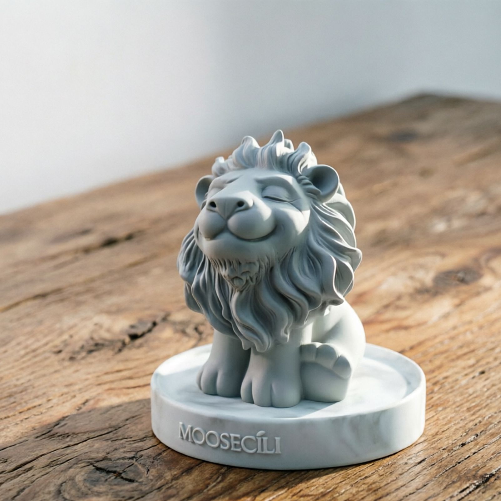 Smiling Lion Gypsum Statue - Handcrafted Plaster Aromatherapy Diffuser & Artistic Home Decor for Shelf, Desk, and Bedroom - Minimalist White Animal Sculpture Gift - Image 6