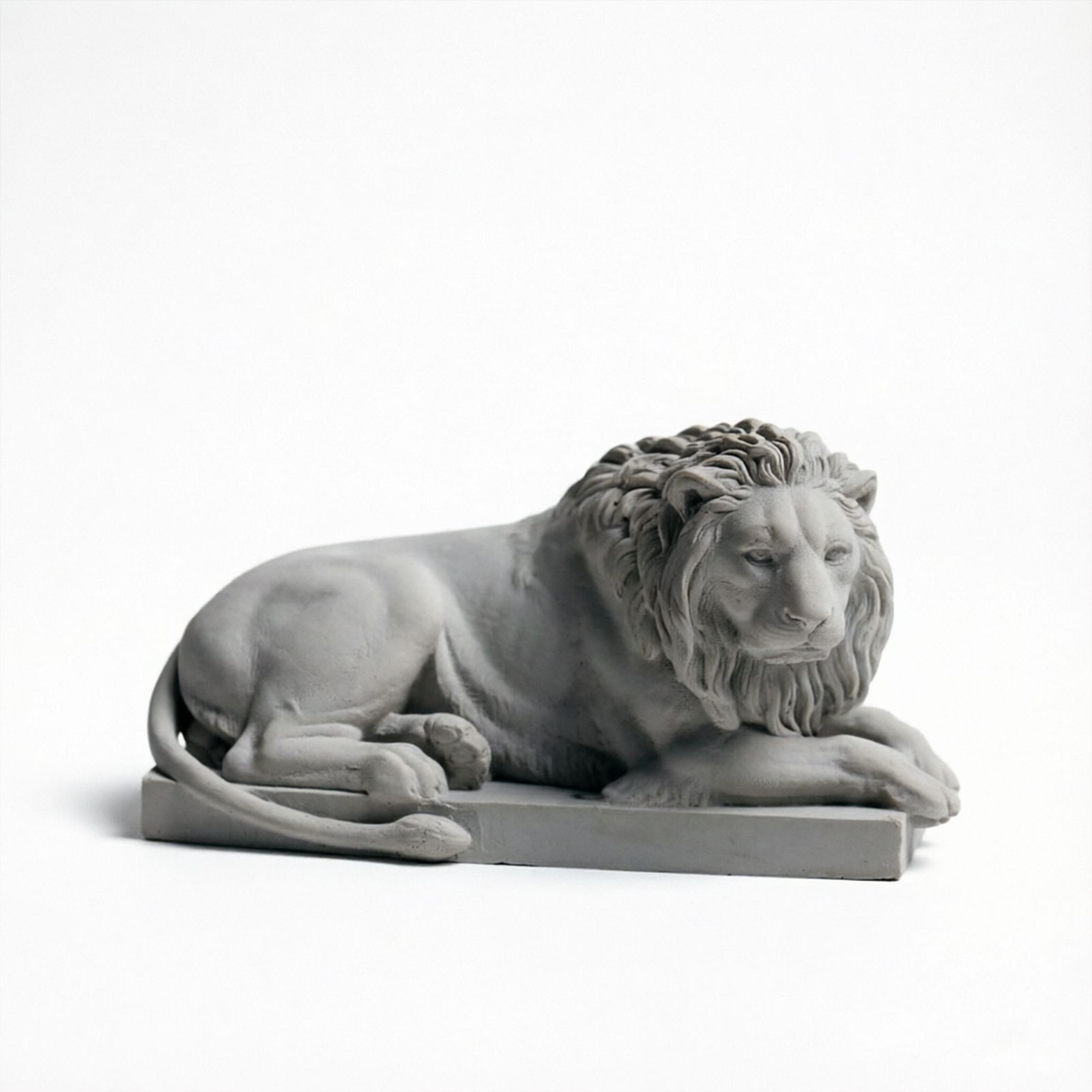 Classic Reclining Lion Sculpture Minimalist Grey Plaster Desk Ornament for Living Room, Study, or Office Decoration - Image 4
