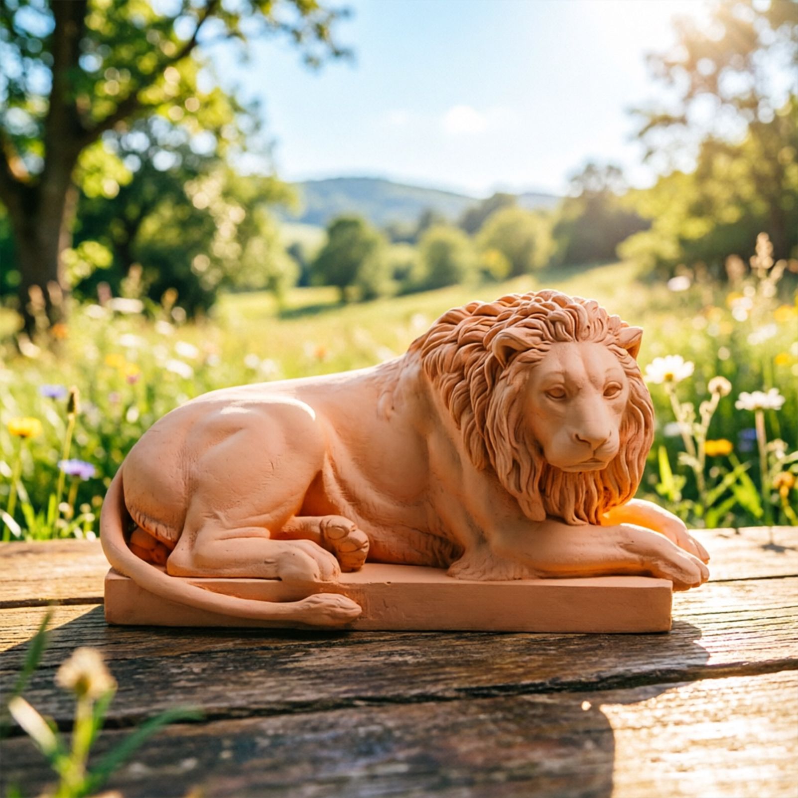 Classic Reclining Lion Sculpture Minimalist Yellow Plaster Desk Ornament for Living Room, Study, or Office Decoration - Image 3