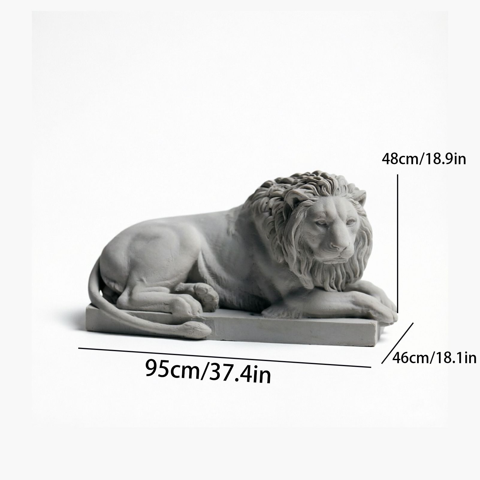 Classic Reclining Lion Sculpture Minimalist Yellow Plaster Desk Ornament for Living Room, Study, or Office Decoration - Image 5