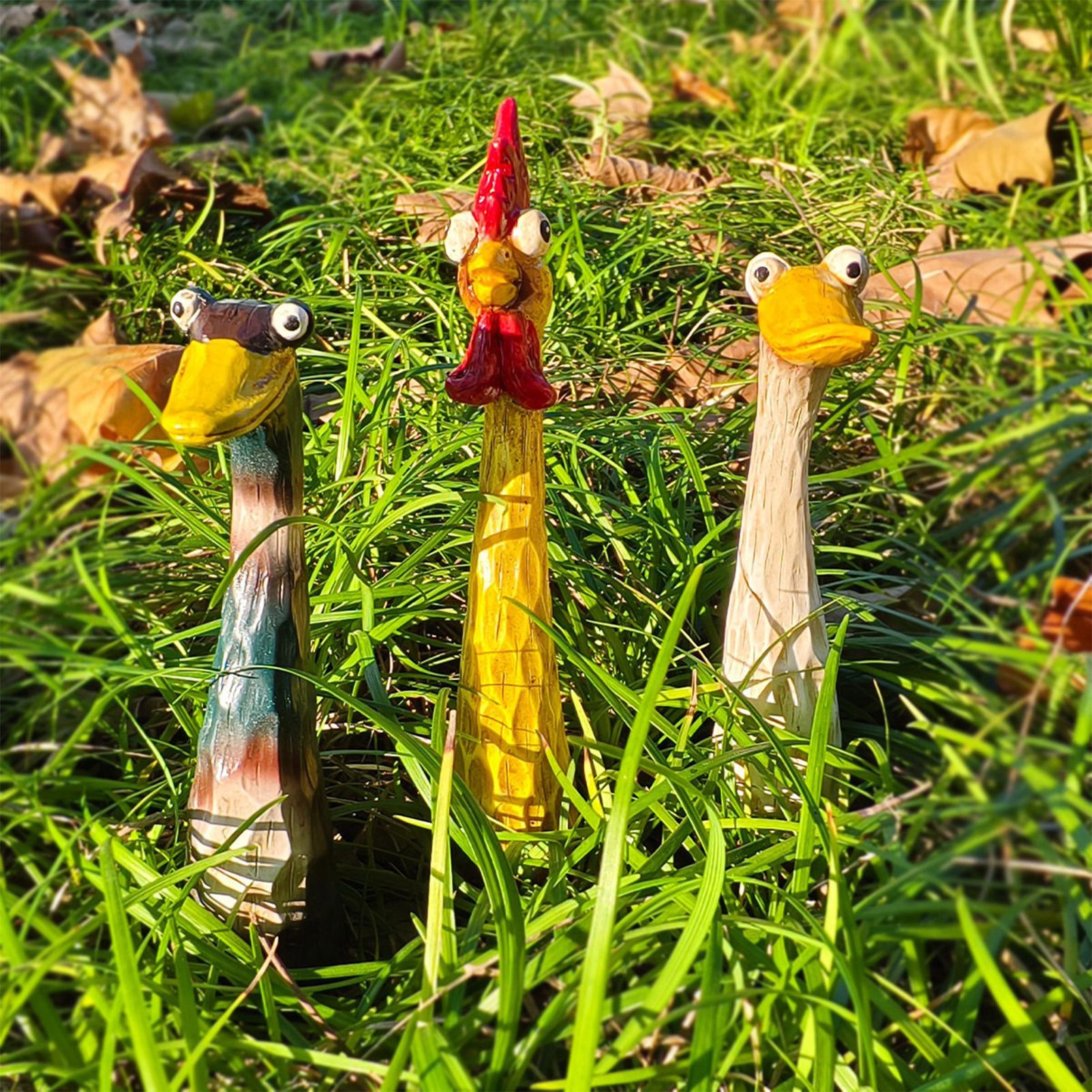 Outdoor Garden Decor Chicken Resin Animal Statues, Fun Lawn Ornaments for Farmhouse or Microlandscape Design, Weatherproof & Durable - Image 2