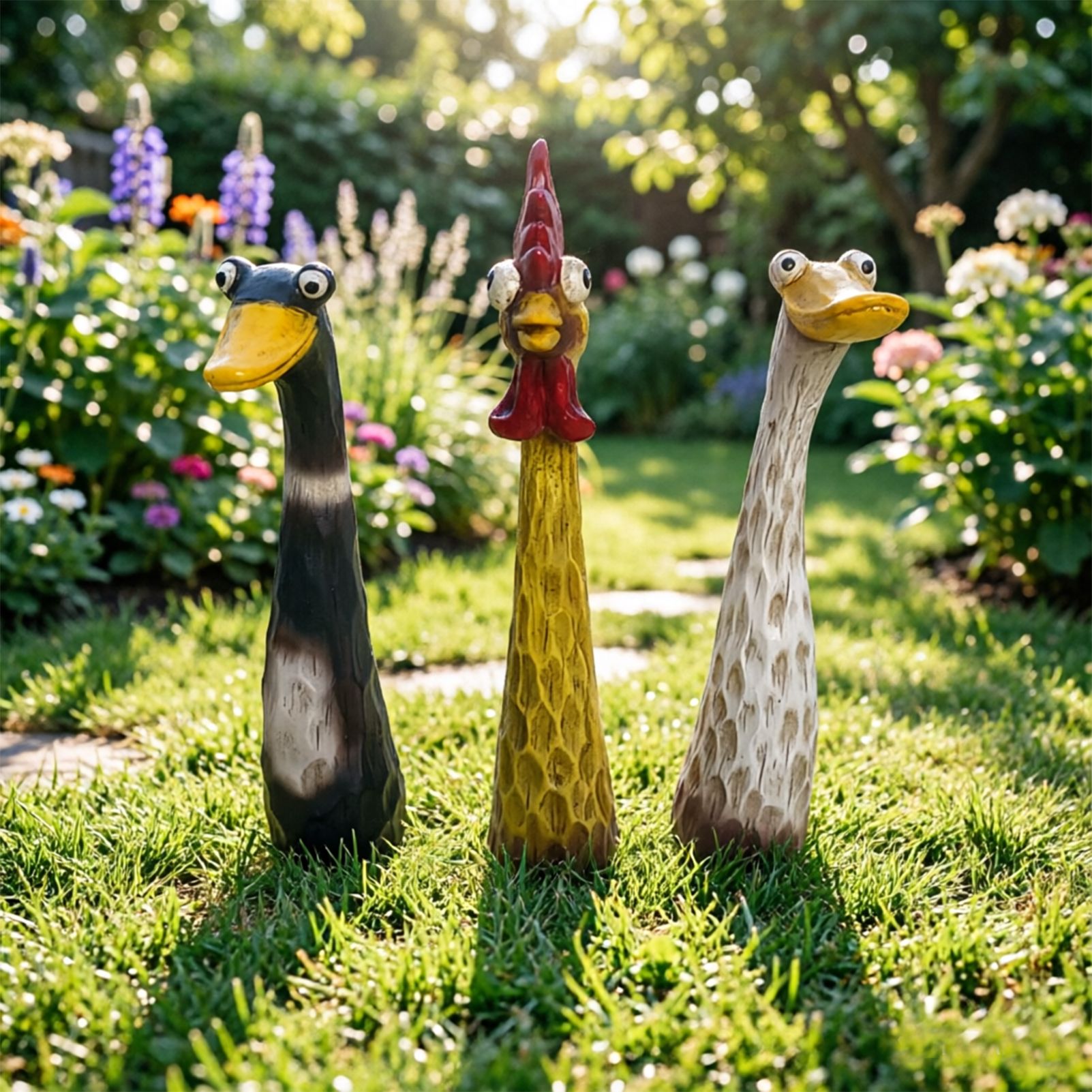 Outdoor Garden Decor Chicken Resin Animal Statues, Fun Lawn Ornaments for Farmhouse or Microlandscape Design, Weatherproof & Durable - Image 5