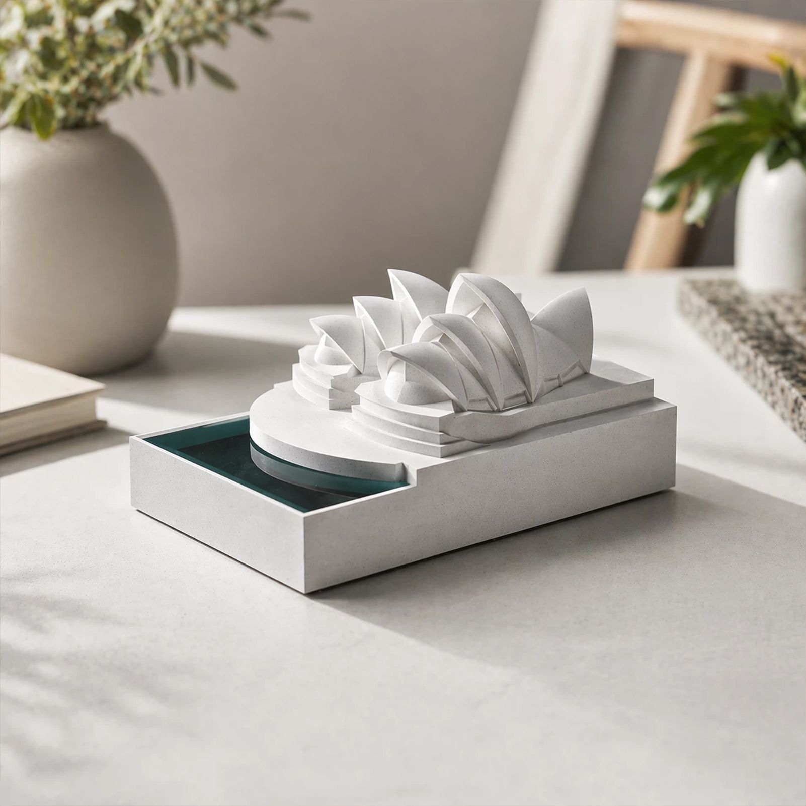 Sydney Opera House Concrete Model - Modern Architectural Sculpture Desktop Decor, Minimalist Cement Statue for Home Office Bookshelf, Unique Travel Souvenir & Housewarming Gift - Image 4