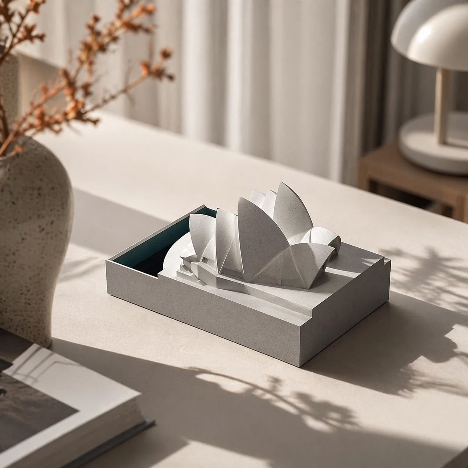 Sydney Opera House Concrete Model - Modern Architectural Sculpture Desktop Decor, Minimalist Cement Statue for Home Office Bookshelf, Unique Travel Souvenir & Housewarming Gift - Image 5