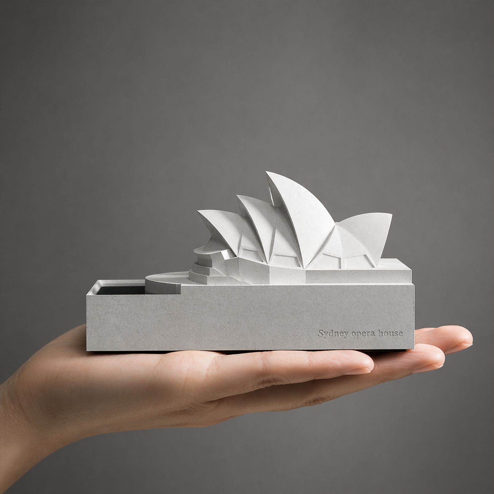 Sydney Opera House Concrete Model - Modern Architectural Sculpture Desktop Decor, Minimalist Cement Statue for Home Office Bookshelf, Unique Travel Souvenir & Housewarming Gift - Image 7