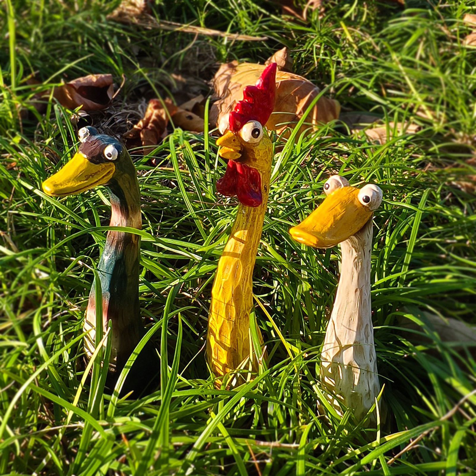 Outdoor Garden Decor Chicken, Duck & Goose Resin Animal Statues, Fun Lawn Ornaments for Farmhouse or Microlandscape Design, Weatherproof & Durable - Image 3