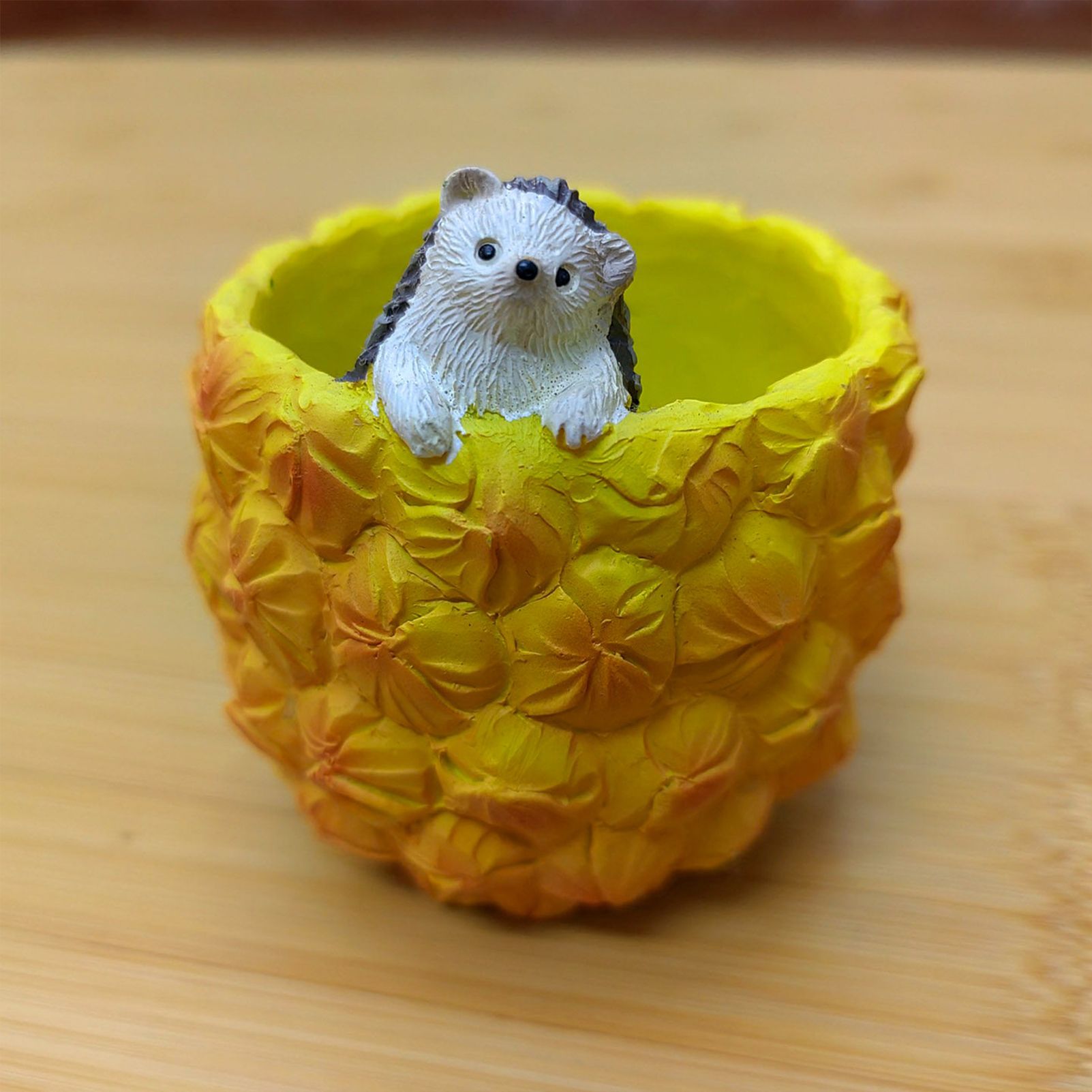 Cute Hedgehog Pineapple Resin Planter - Mini Succulent Pot, Desktop Decor, Garden Ornament, Unique Gift for Plant Lovers (Pineapple) - Image 1