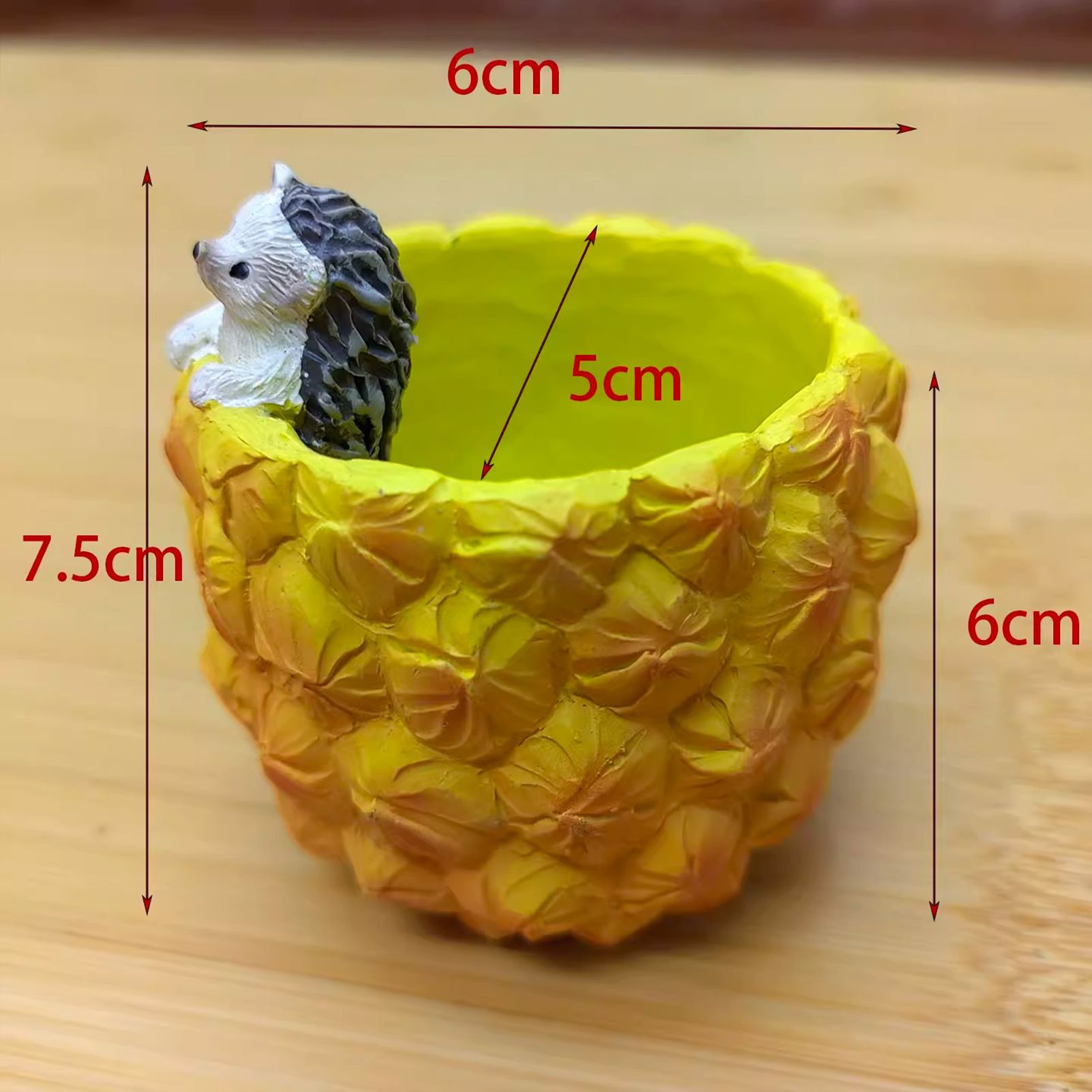 Cute Hedgehog Pineapple Resin Planter - Mini Succulent Pot, Desktop Decor, Garden Ornament, Unique Gift for Plant Lovers (Pineapple) - Image 4