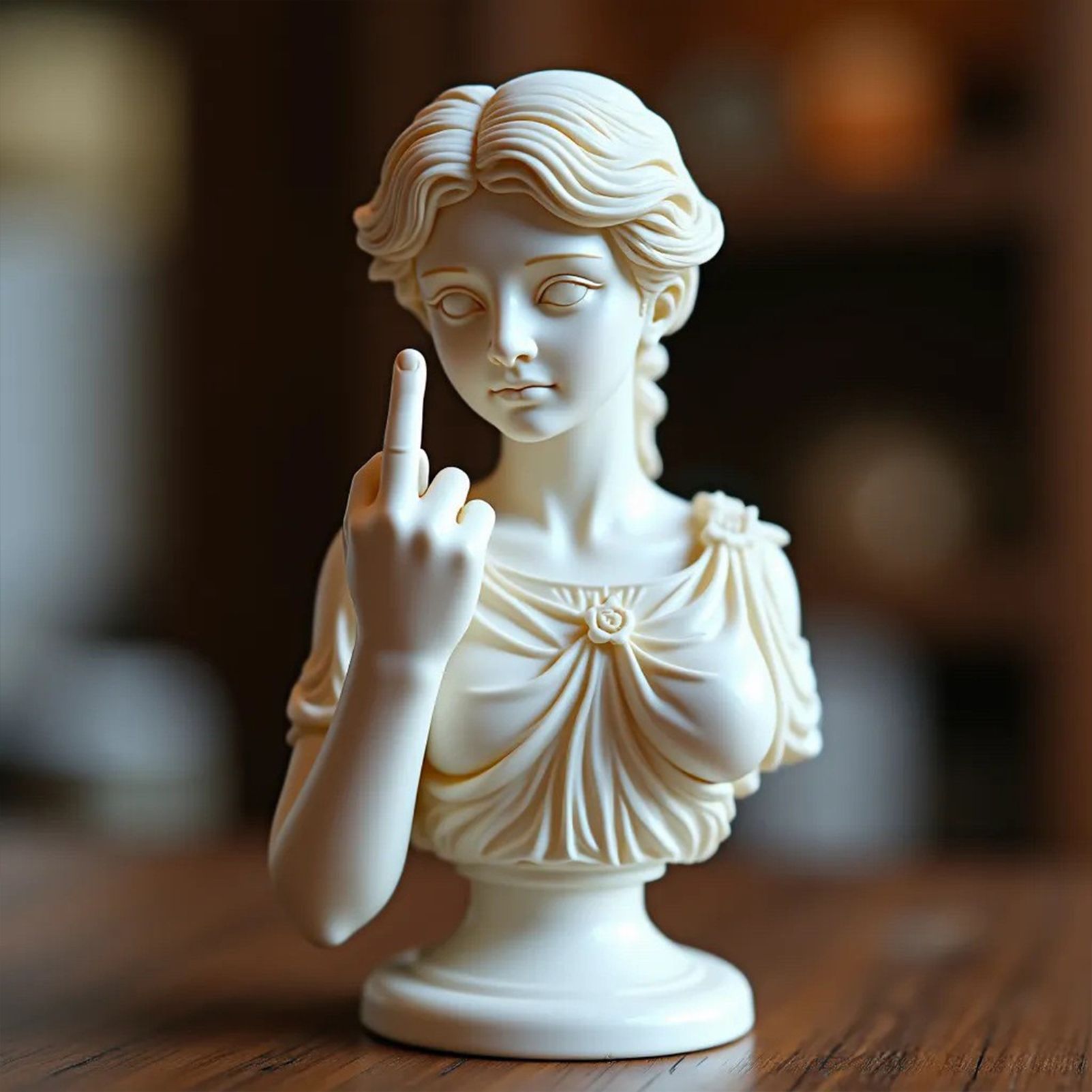 Rebellious Venus Statue Modern Resin Sculpture of Aphrodite Giving the Middle Finger Edgy Home Decor, Bold Art Piece for Living Room, Office, or Bar Unique Gift for Art Lovers(Model A) - Image 1