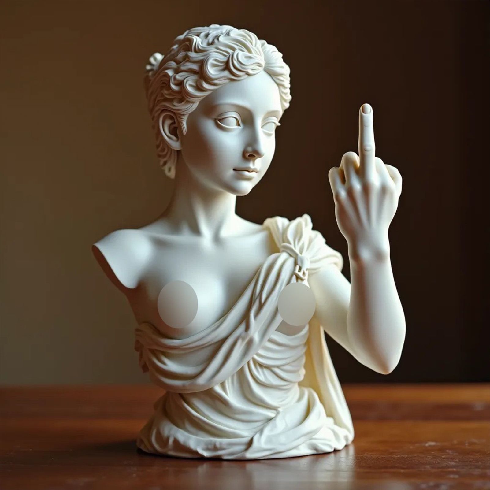Rebellious Venus Statue Modern Resin Sculpture of Aphrodite Giving the Middle Finger Edgy Home Decor, Bold Art Piece for Living Room, Office, or Bar Unique Gift for Art Lovers(Model C) - Image 1