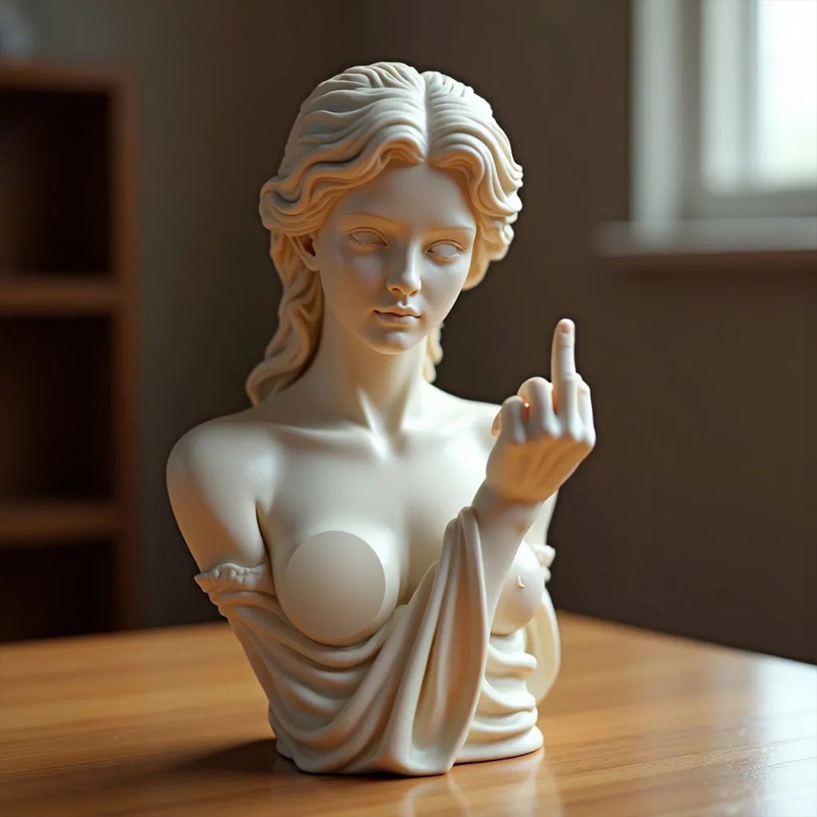 Rebellious Venus Statue Modern Resin Sculpture of Aphrodite Giving the Middle Finger Edgy Home Decor, Bold Art Piece for Living Room, Office, or Bar Unique Gift for Art Lovers(Model D) - Image 1
