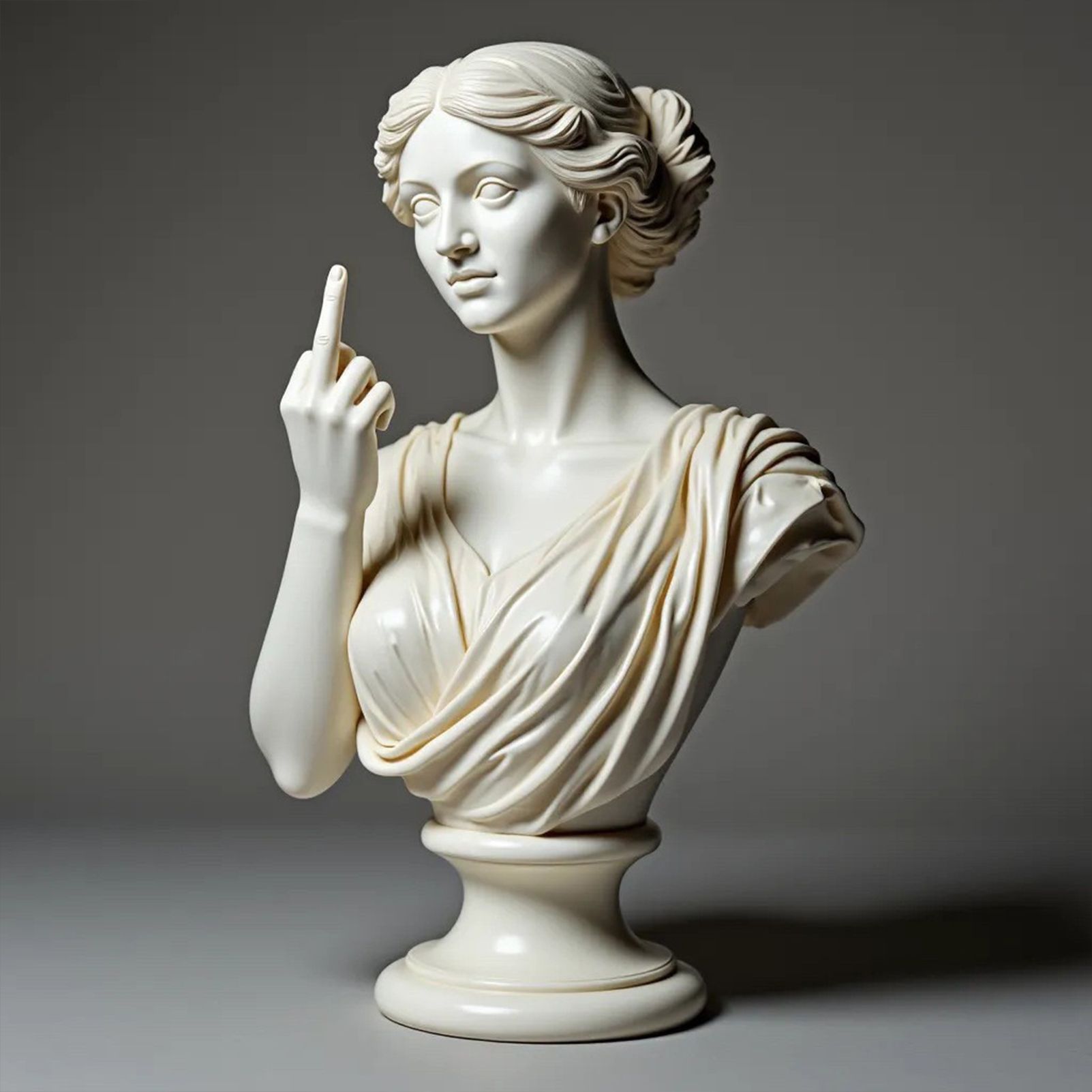 Rebellious Venus Statue Modern Resin Sculpture of Aphrodite Giving the Middle Finger Edgy Home Decor, Bold Art Piece for Living Room, Office, or Bar Unique Gift for Art Lovers(Model F) - Image 1