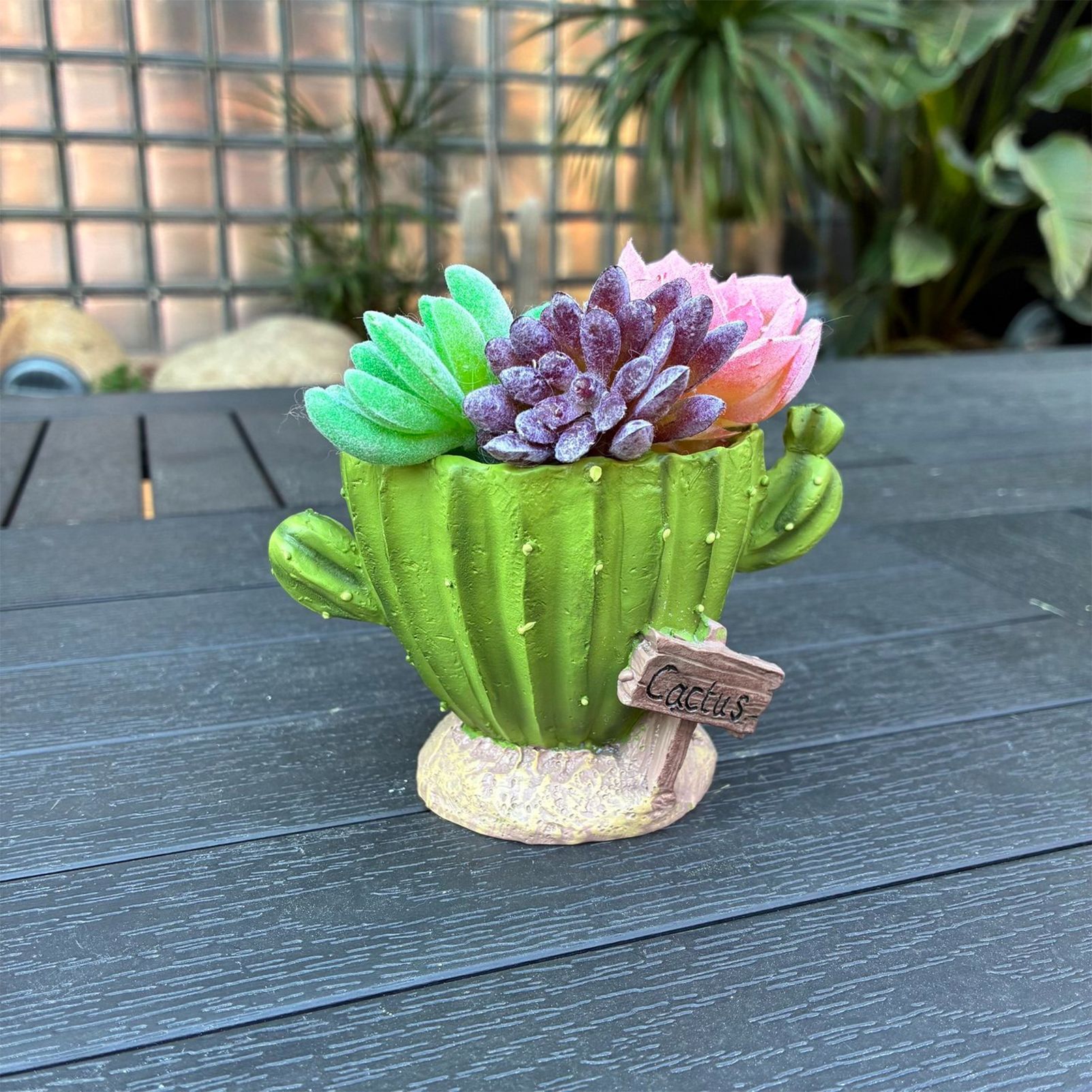 Cactu-Shaped Resin Planter  - Mini Multi-Opening Flower Pot for Desktop, Garden, Office Decor, Unique Gift for Plant Lovers (Cactu) - Image 4
