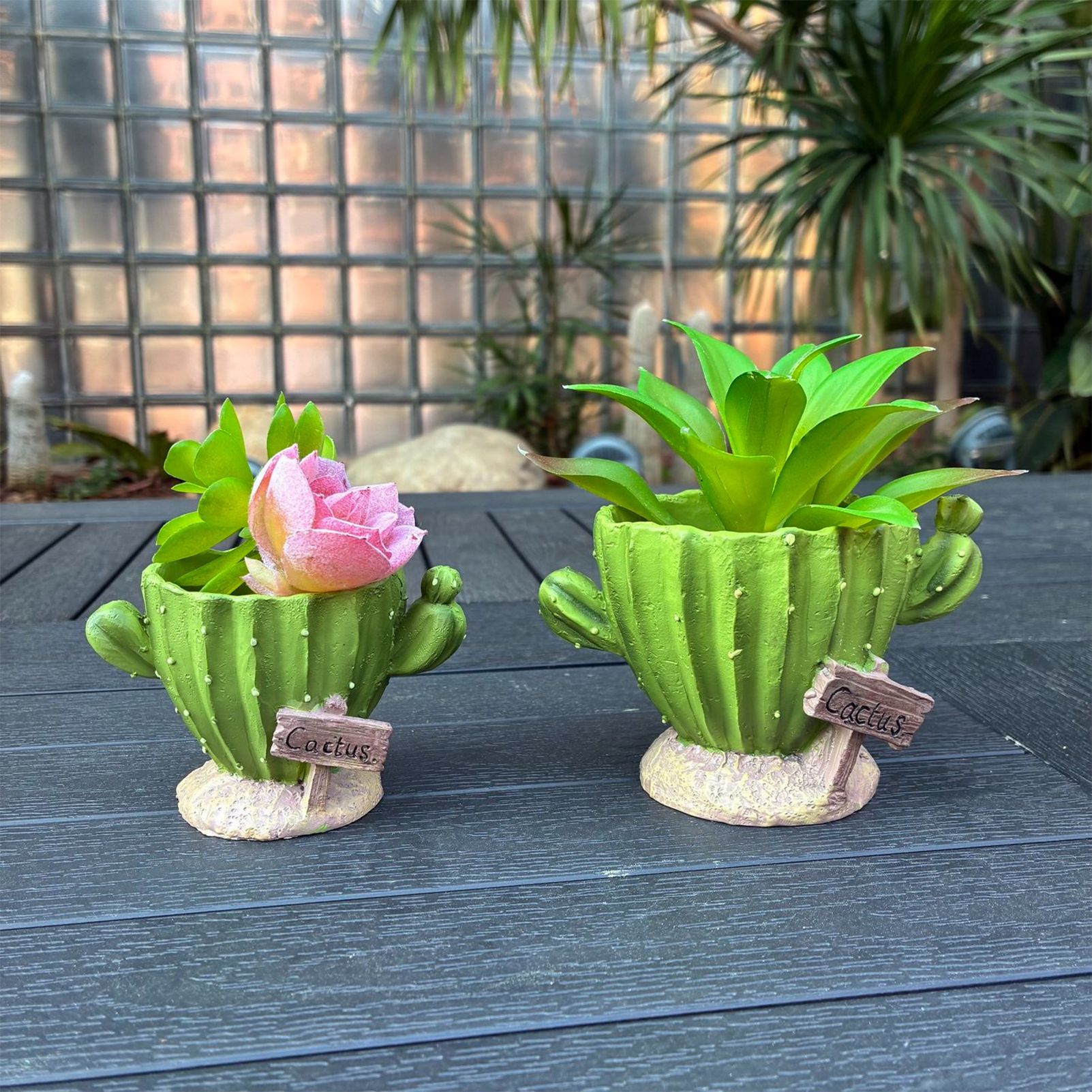 Cactu-Shaped Resin Planter  - Mini Multi-Opening Flower Pot for Desktop, Garden, Office Decor, Unique Gift for Plant Lovers (Cactu) - Image 5