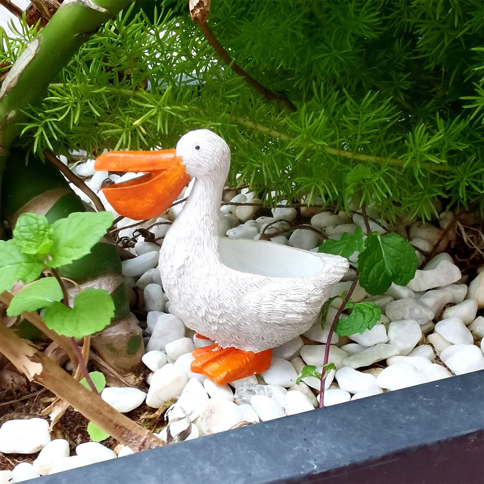 Cute Pelican Planter Pot, Small Resin Pelican Flower Pot with Drainage, Funny Animal Succulent Planter for Indoor Outdoor Garden Desk Decor Gift - Image 2