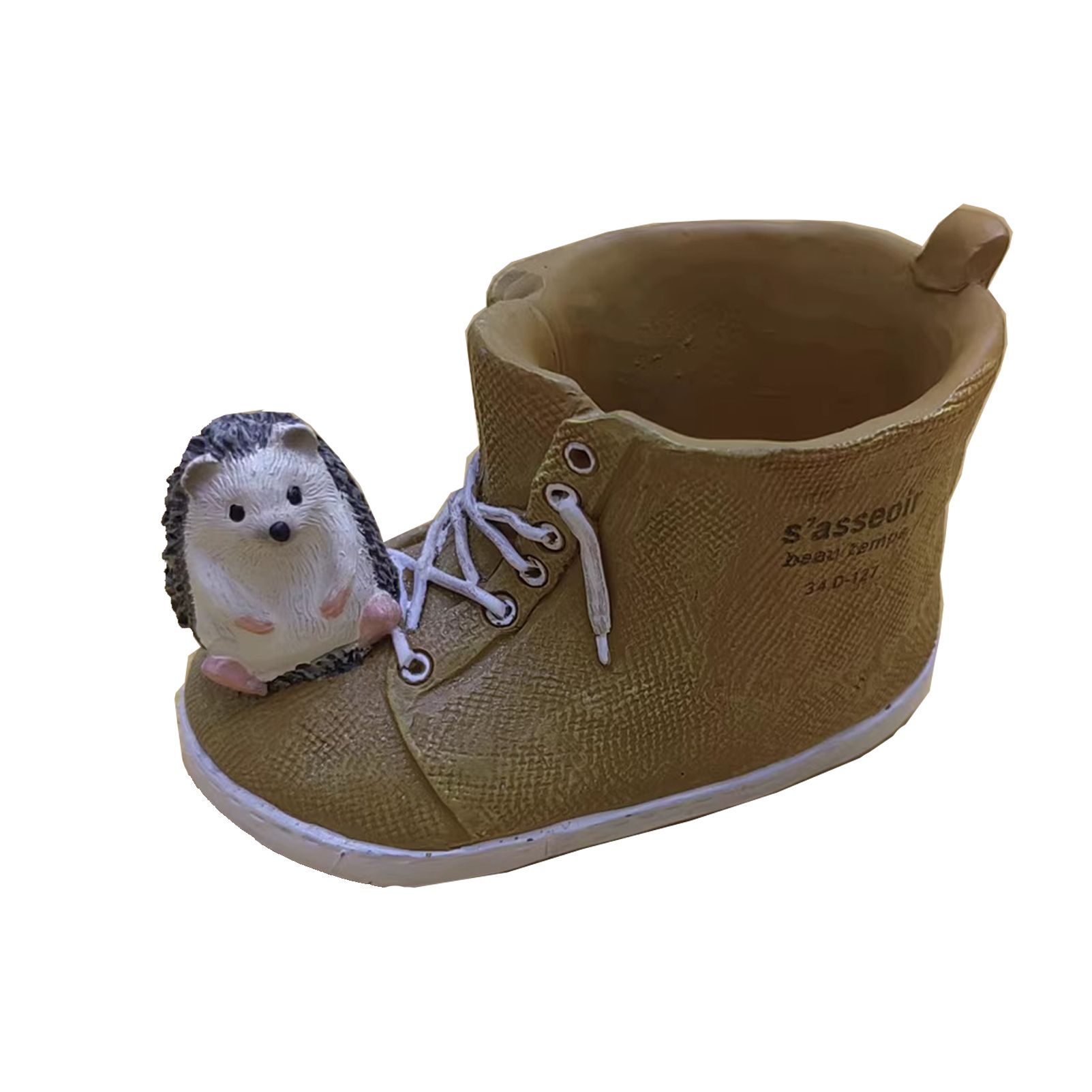 Cute Hedgehog with Resin Shoe Flower Pot with Animal Figurine, Creative Succulent Planter for Indoor Outdoor Garden Desk Decor Gift - Image 1