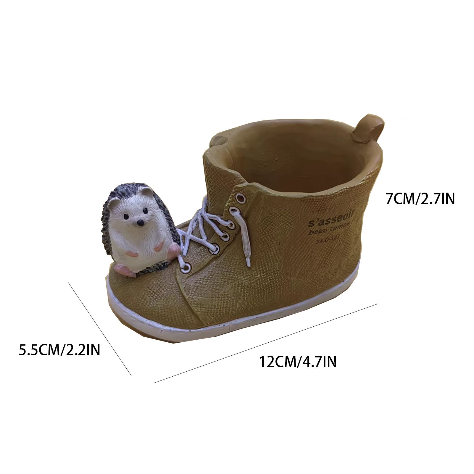 Cute Hedgehog with Resin Shoe Flower Pot with Animal Figurine, Creative Succulent Planter for Indoor Outdoor Garden Desk Decor Gift - Image 7