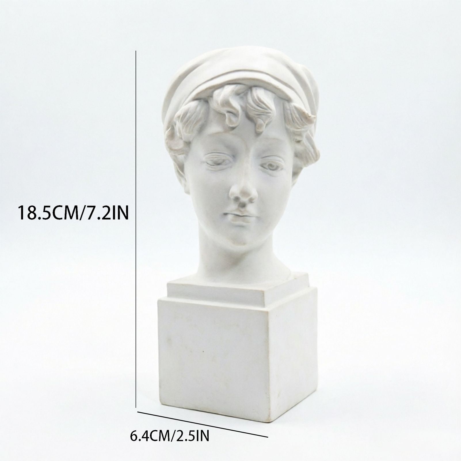 Elegant Girl with a Headscarf Resin Bust Sculpture Flower Vase - Classic European Style Figurine for Home Decor, Art Studio, or Office Desk - Perfect for Sketching, Photography, and Shelf Display (White) - Image 7