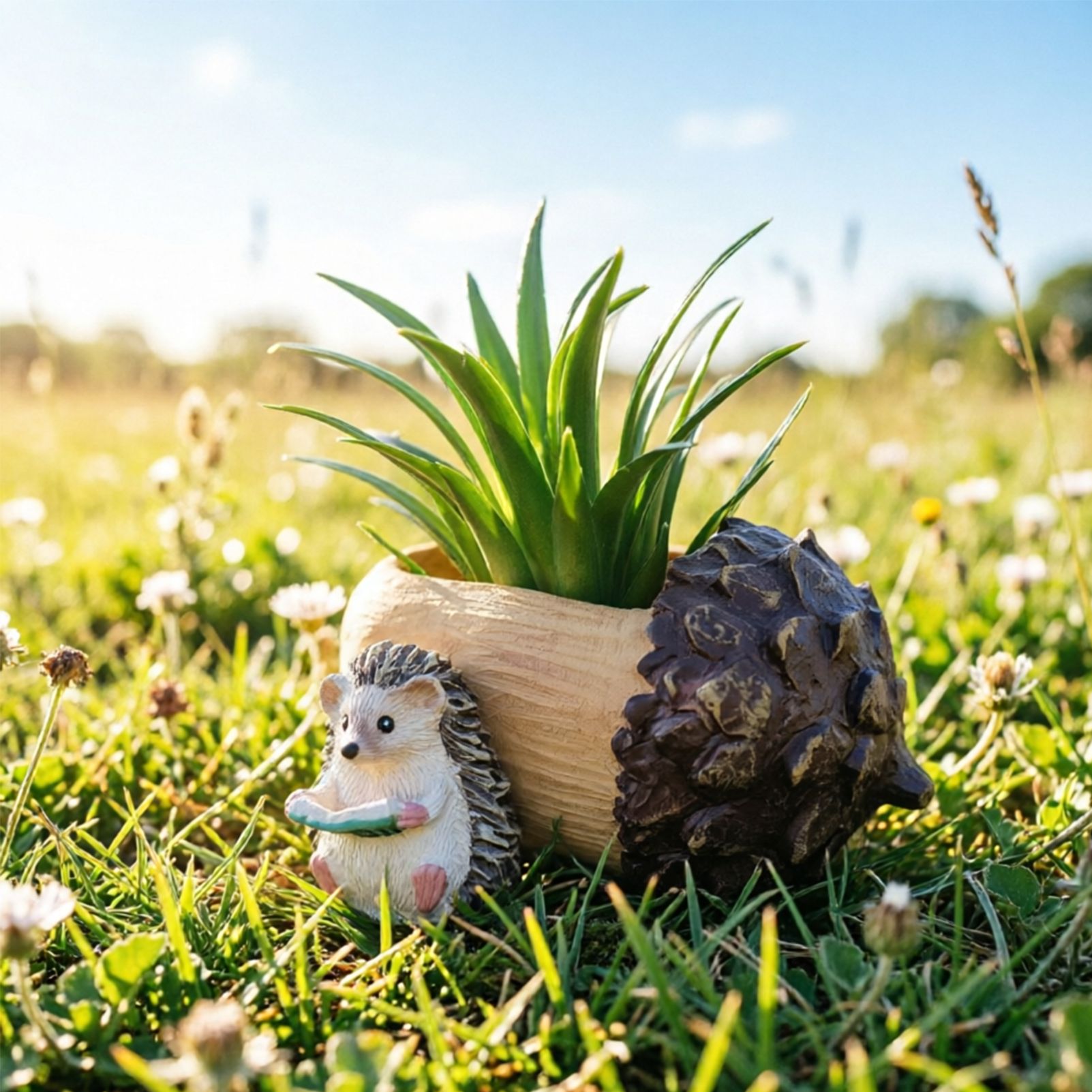 Creative Hedgehog Pinecone Resin Planter, Mini Succulent Pot for Indoor & Outdoor Garden Decor - Image 3