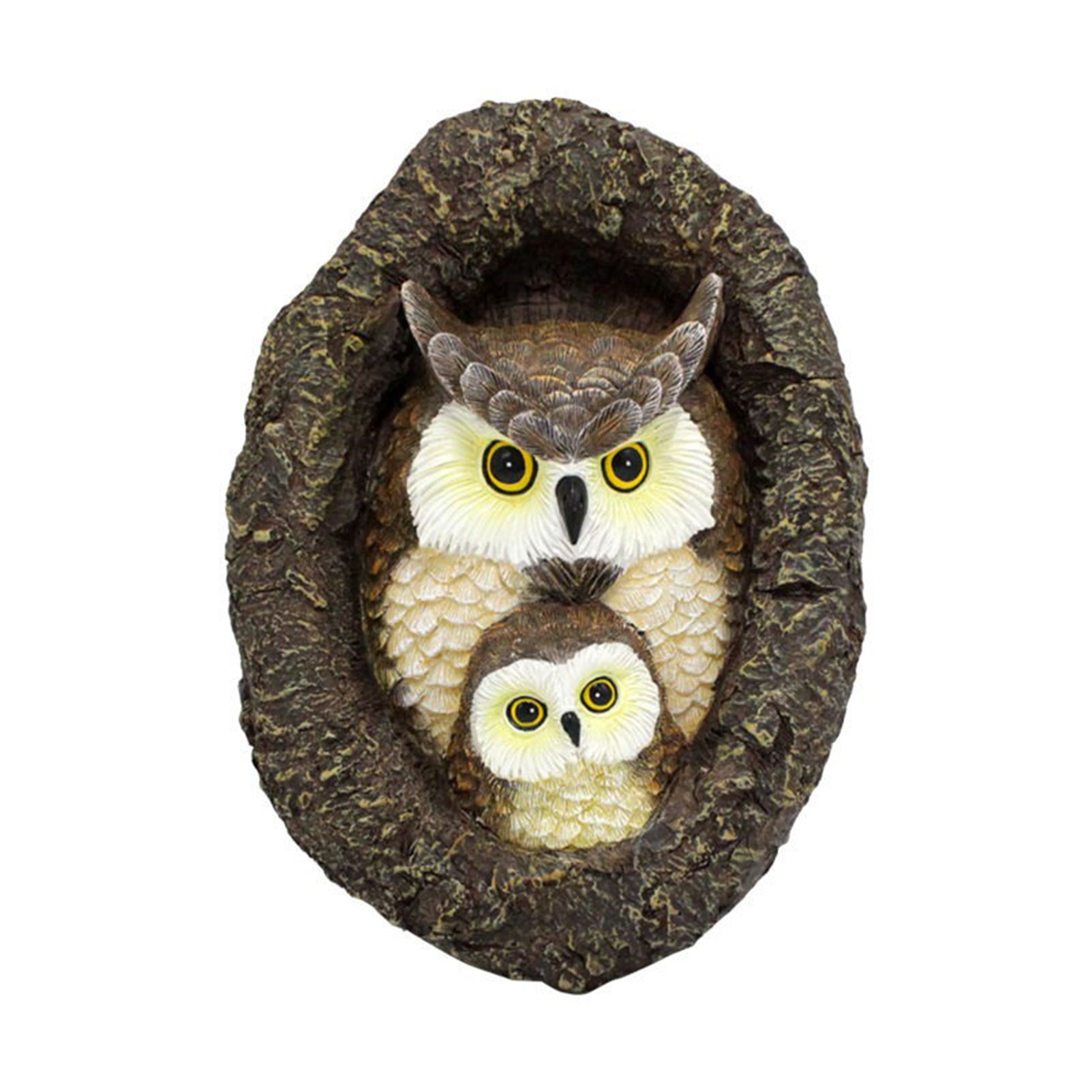 Owl with Tree Hole Statue – Weather-Resistant Resin Garden Decor with Natural Bark Texture – Outdoor Wall Hanging Ornament for Yard, Patio, and Forest Theme Decoration - Image 1