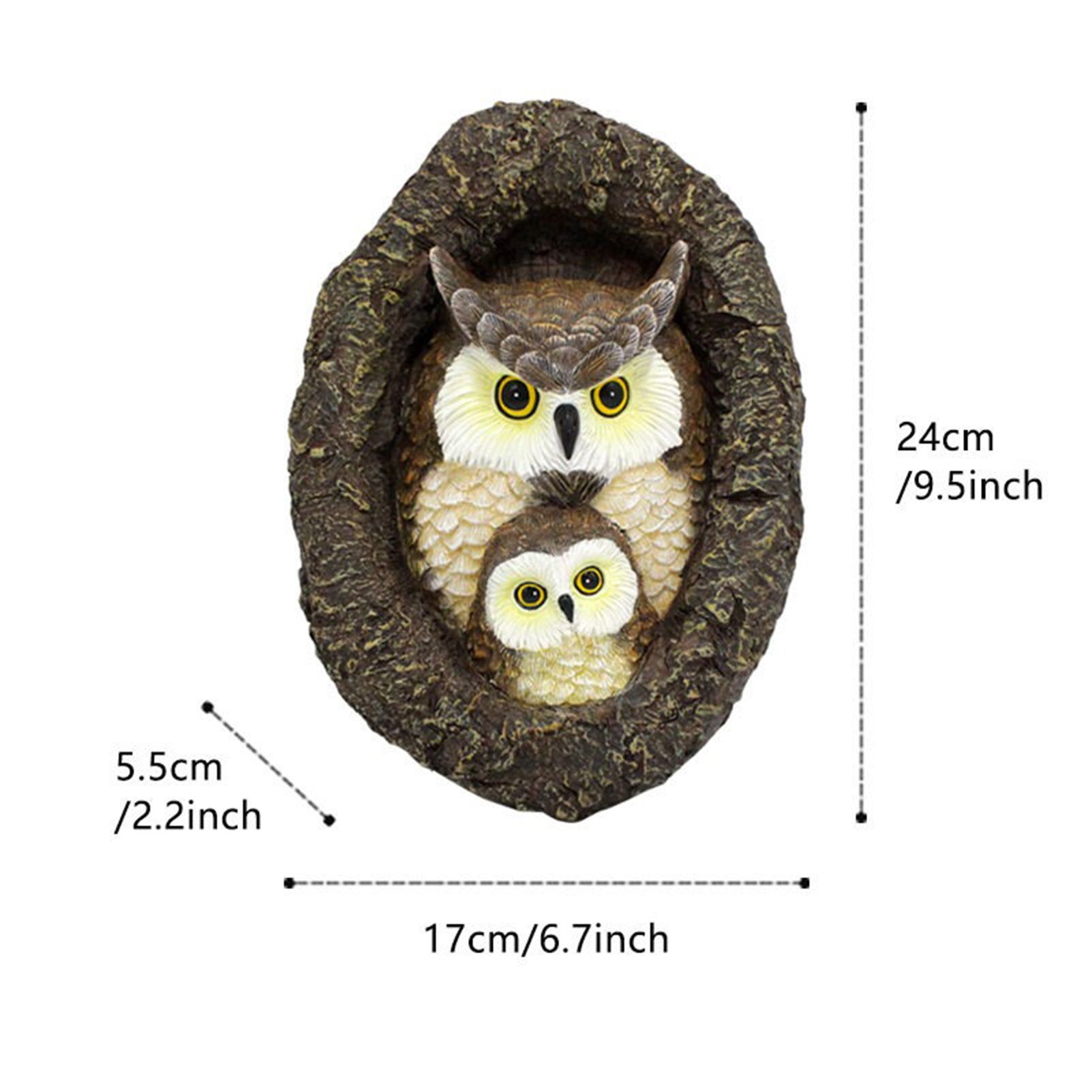 Owl with Tree Hole Statue – Weather-Resistant Resin Garden Decor with Natural Bark Texture – Outdoor Wall Hanging Ornament for Yard, Patio, and Forest Theme Decoration - Image 2