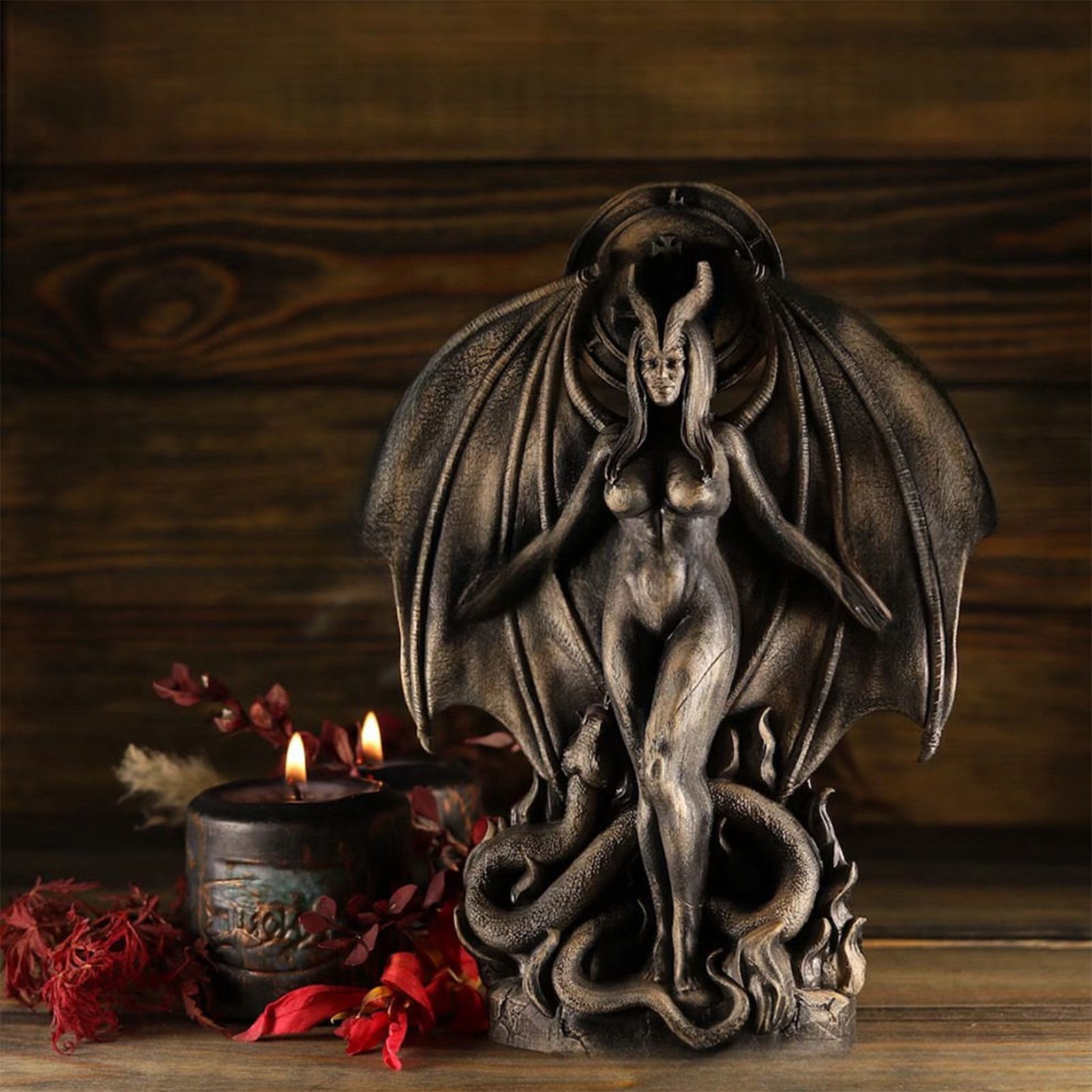 Lilith Inanna Goddess Statue - Gothic Resin Figurine, Halloween Home Decor - Image 4