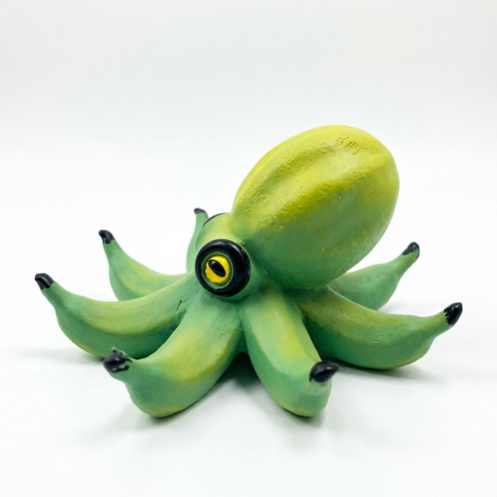Creative Banana Octopus Resin Ornament - Fun Cartoon Pastoral Home Decor, Unique Yellow-Green Desktop Sculpture(Green) - Image 1